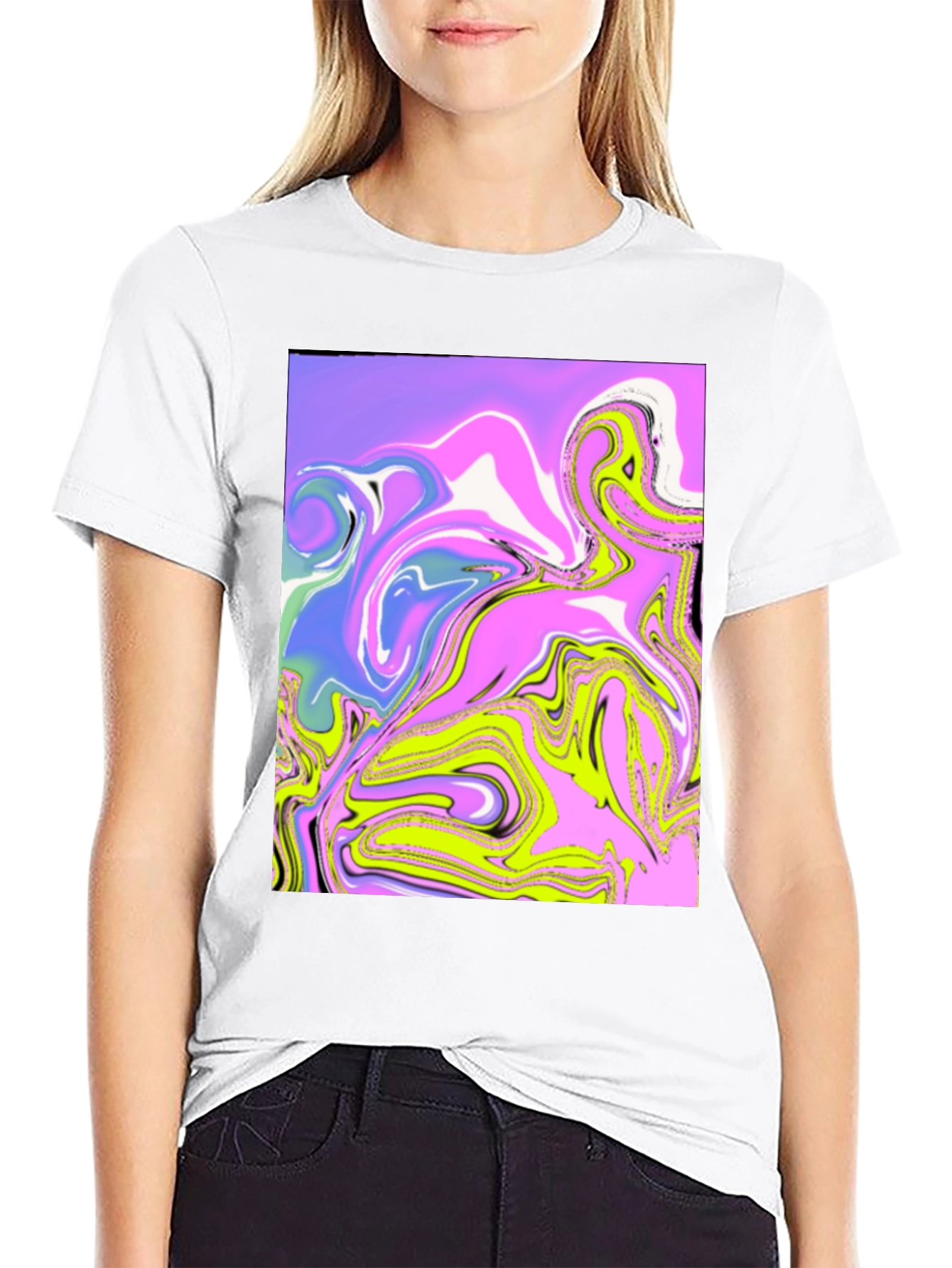 Abstract Marble Art Print Black T-Shirt