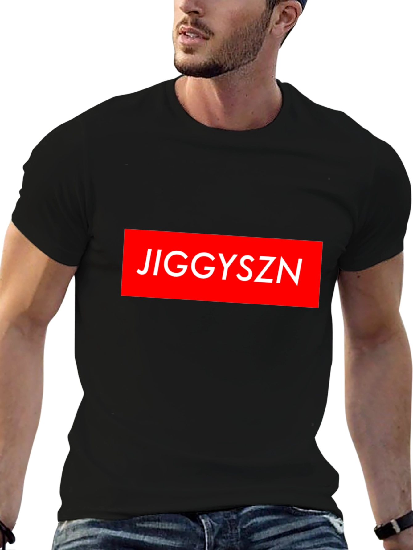 Jiggyszn Red Box Logo Black T-Shirt