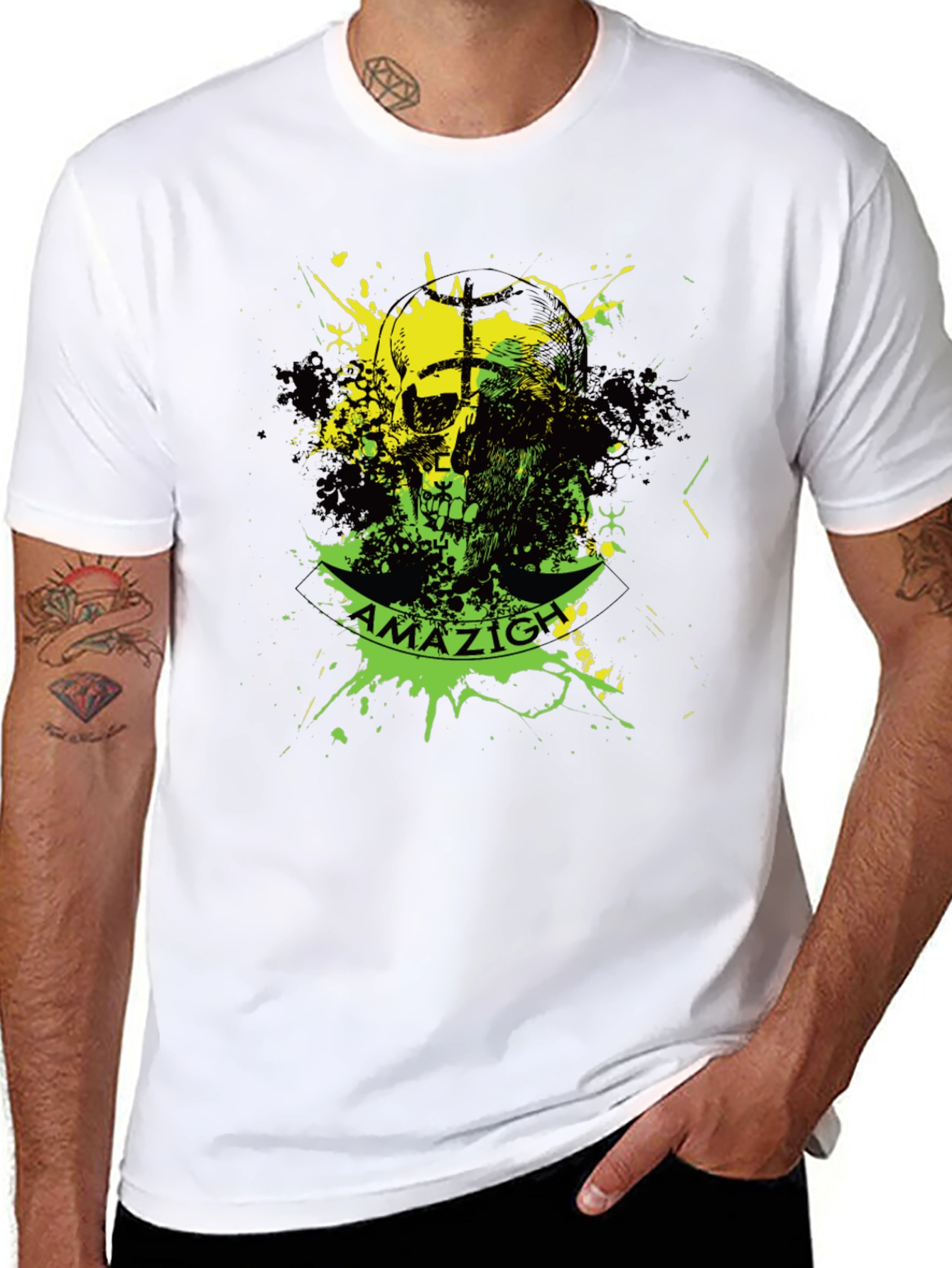Amazigh Skull Graphic Black T-Shirt