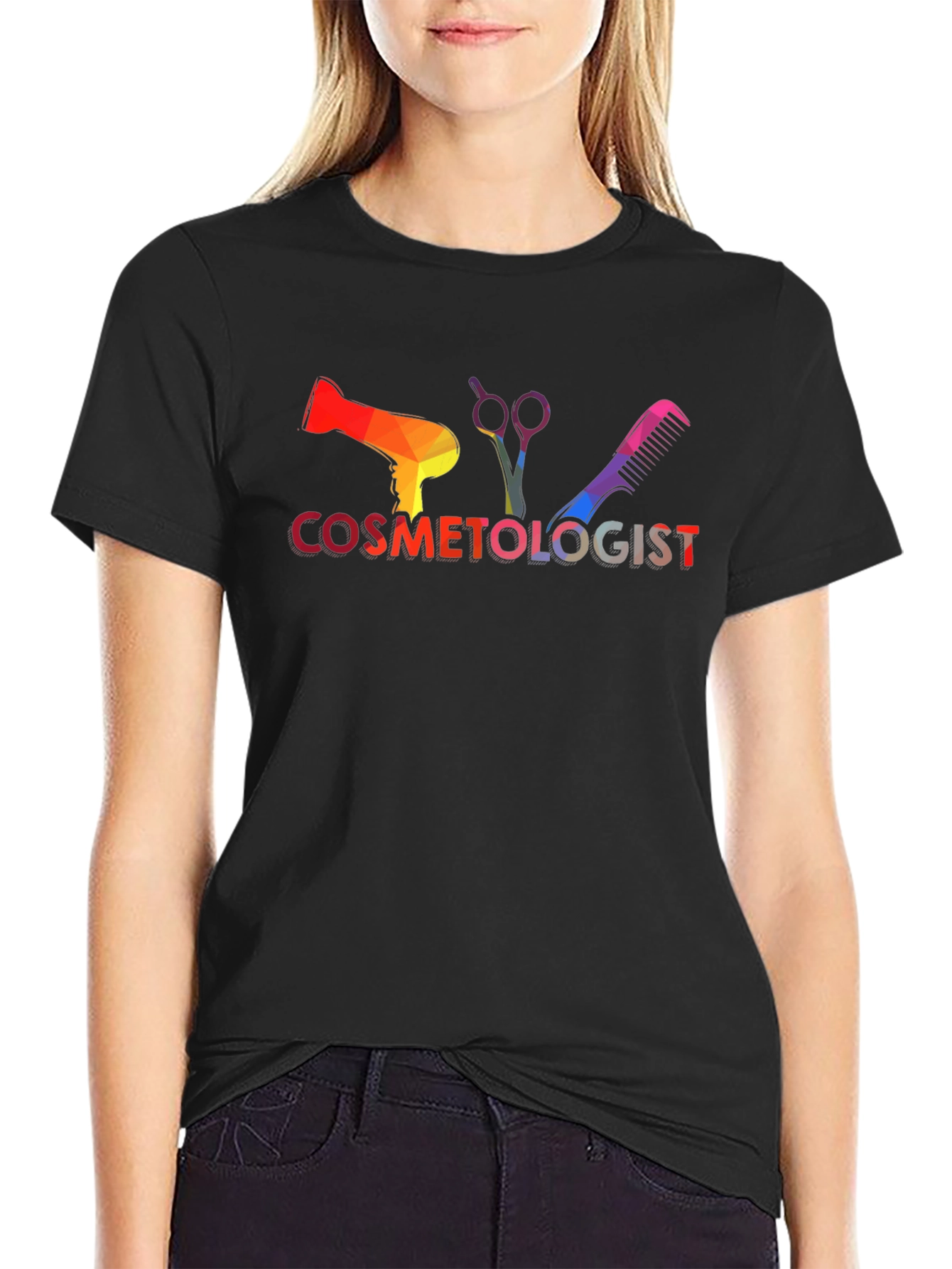 Cosmetologist Rainbow Graphic Tee