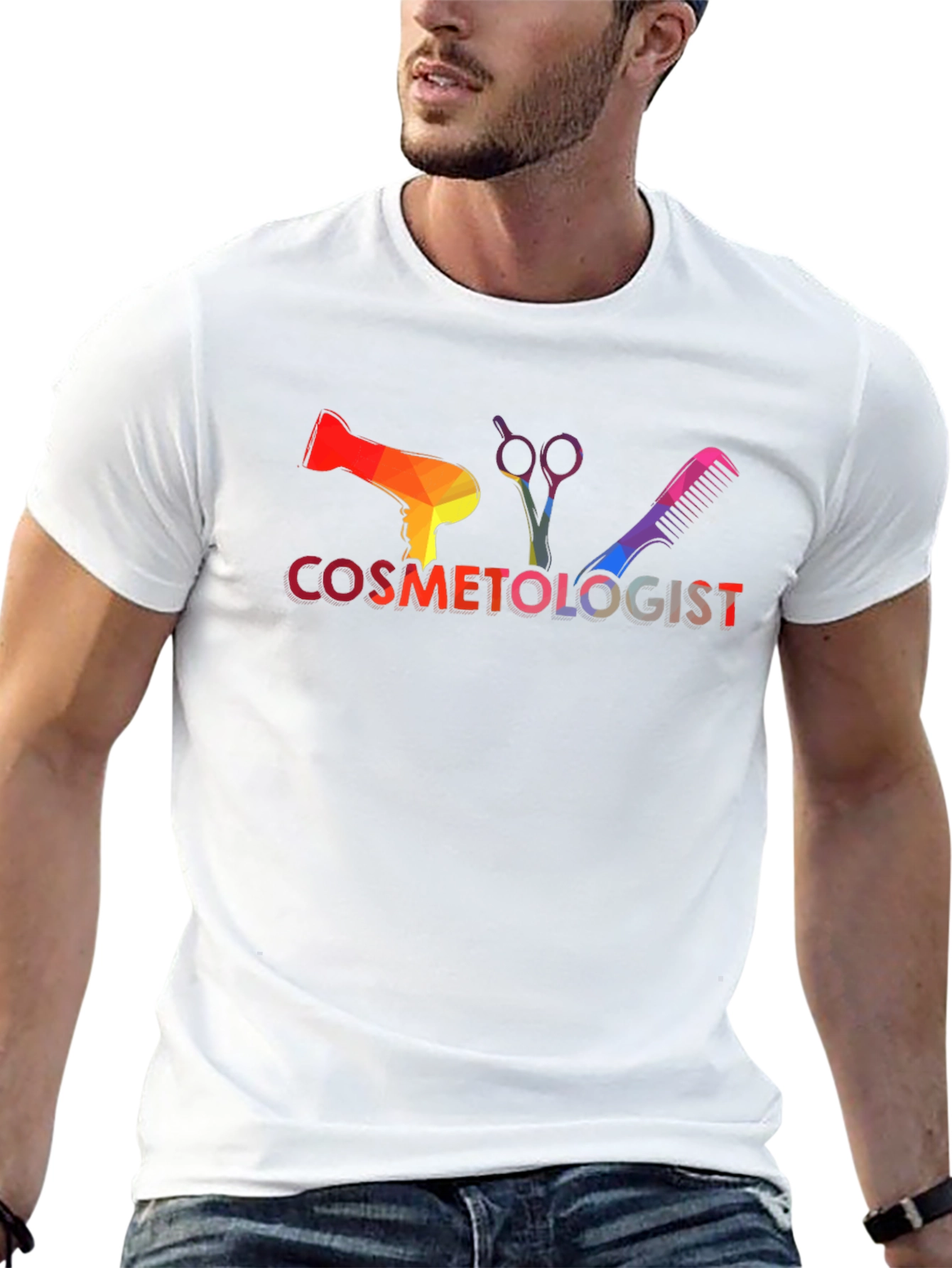 Cosmetologist Rainbow Graphic Tee