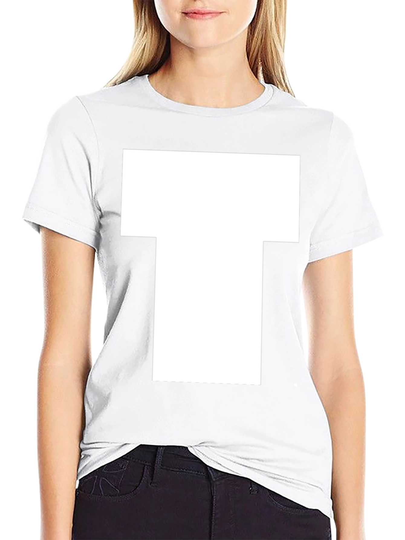 White Block T Graphic Black T-Shirt