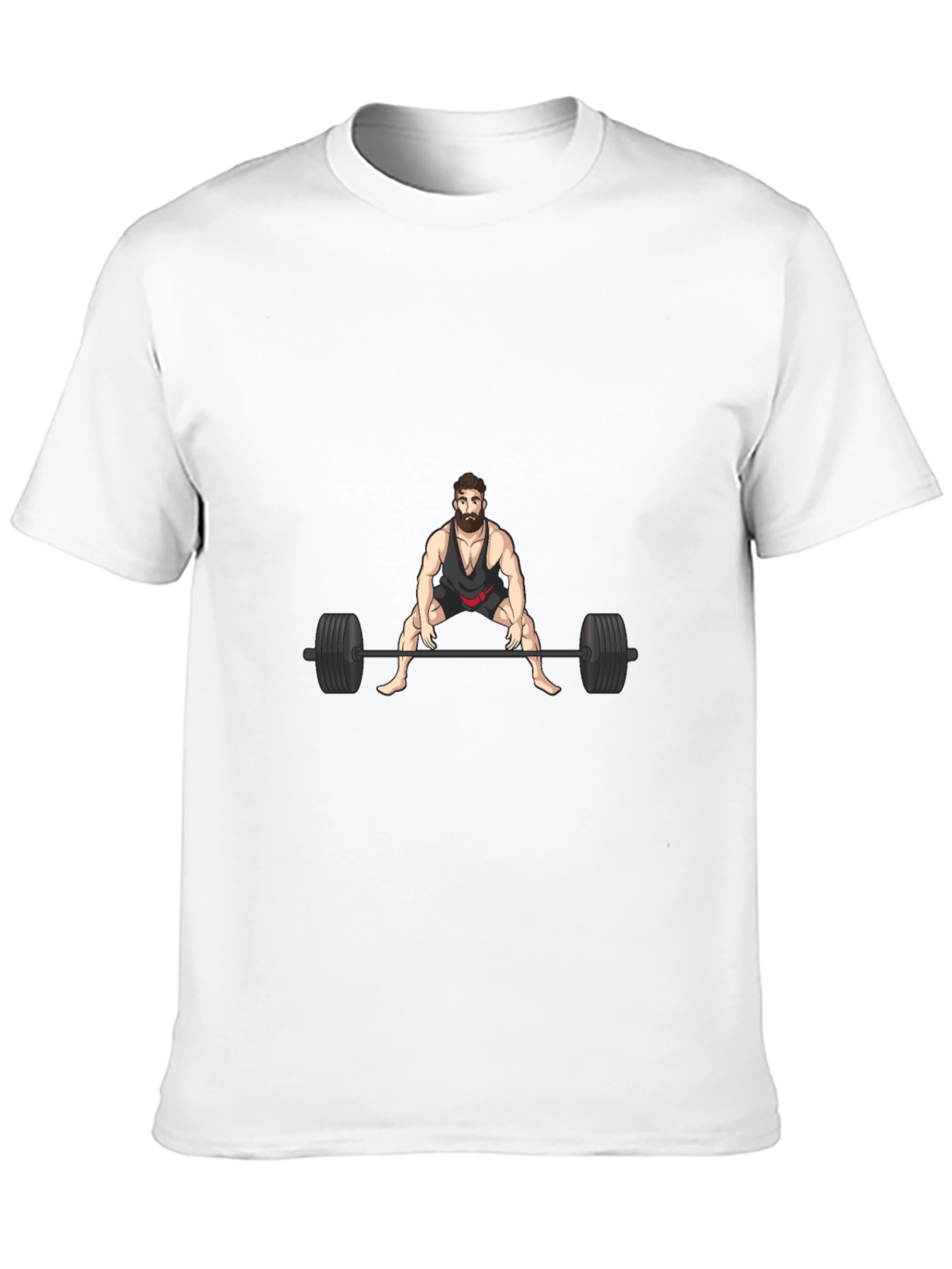 Weightlifter Cartoon Black T-Shirt