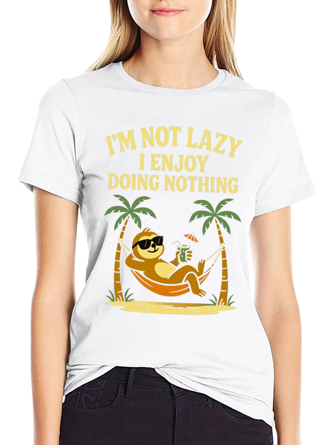 Lazy Sloth Beach T-Shirt - Enjoy Doing Nothing