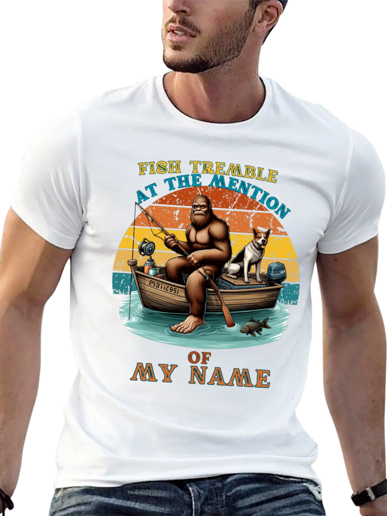Fish Tremble Bigfoot Fishing T-Shirt