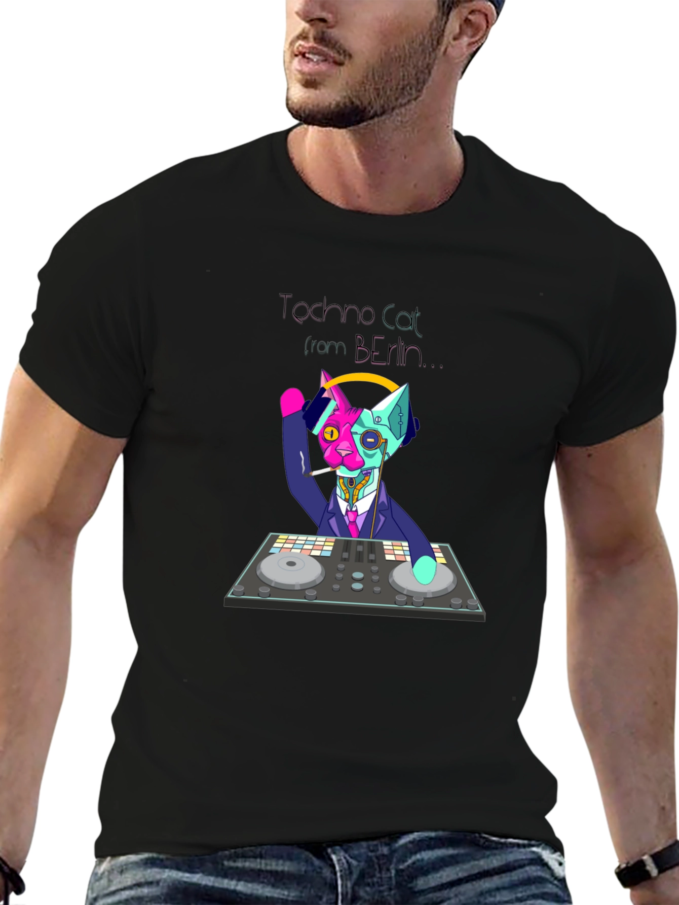 Techno Cat Berlin T-Shirt - DJ Cat Tee