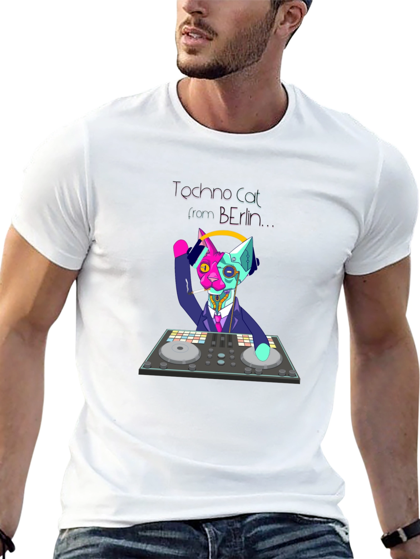 Techno Cat Berlin T-Shirt - DJ Cat Tee
