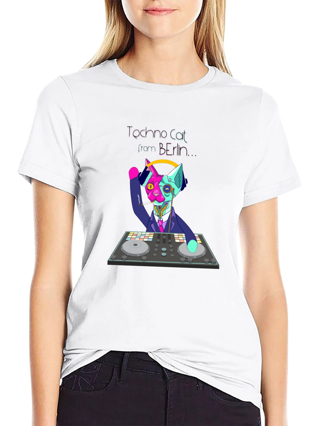 Techno Cat Berlin T-Shirt - DJ Cat Tee