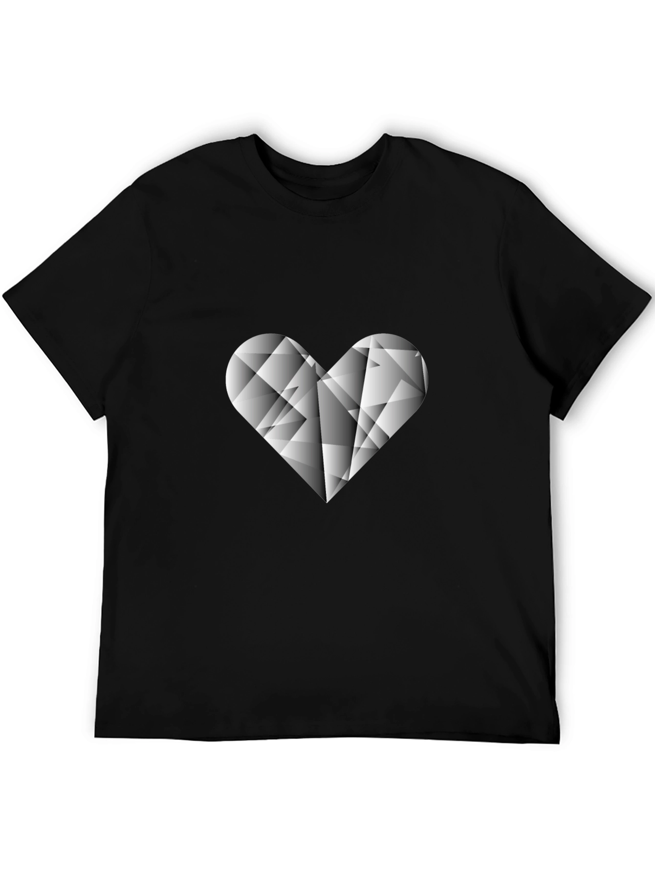 Geometric Heart Graphic Tee - Stylish Black T-Shirt
