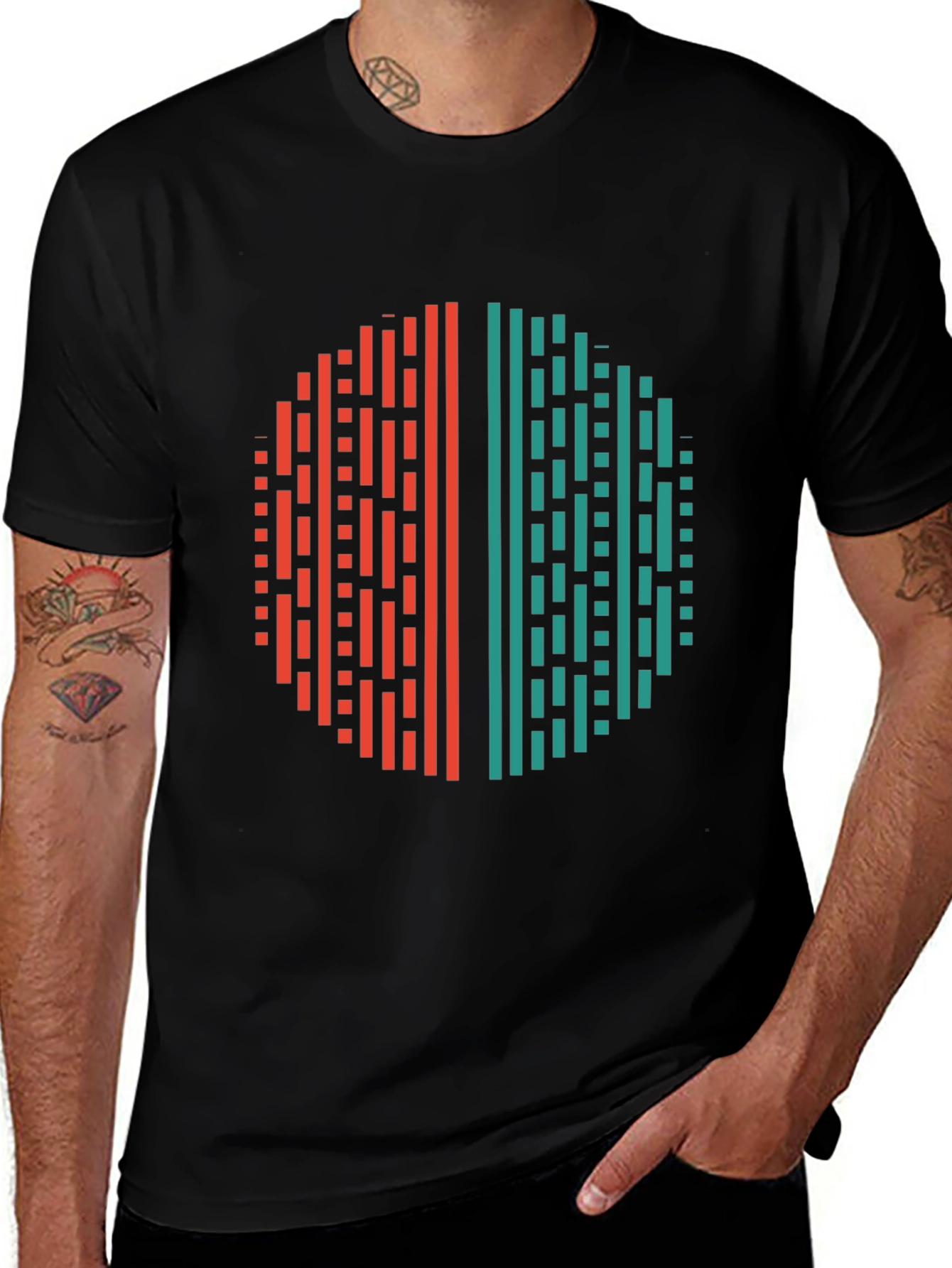 Modern Geometric Circle Graphic Tee - Black