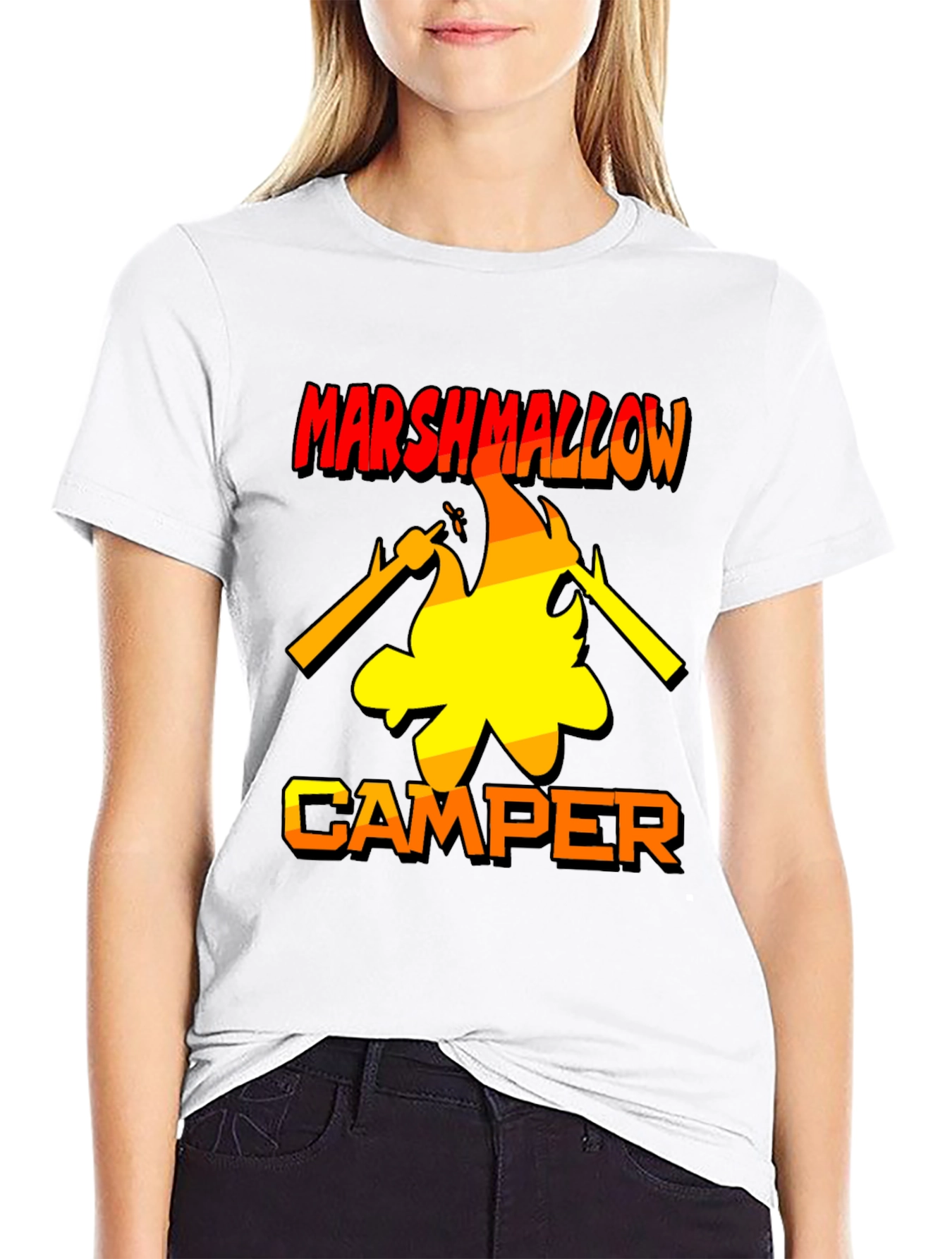 Marshmallow Camper T-Shirt - Bonfire Camping Tee