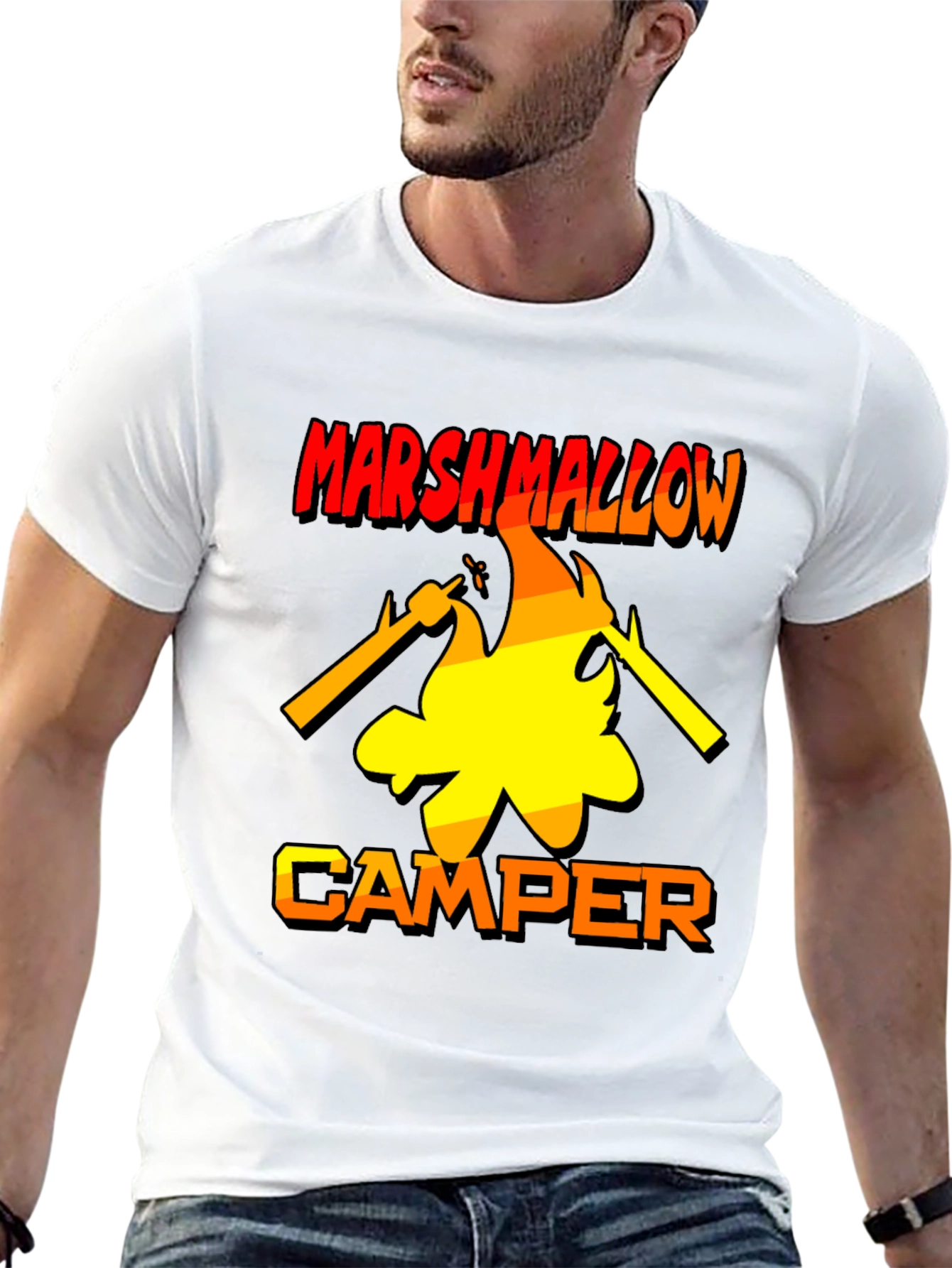 Marshmallow Camper T-Shirt - Bonfire Camping Tee