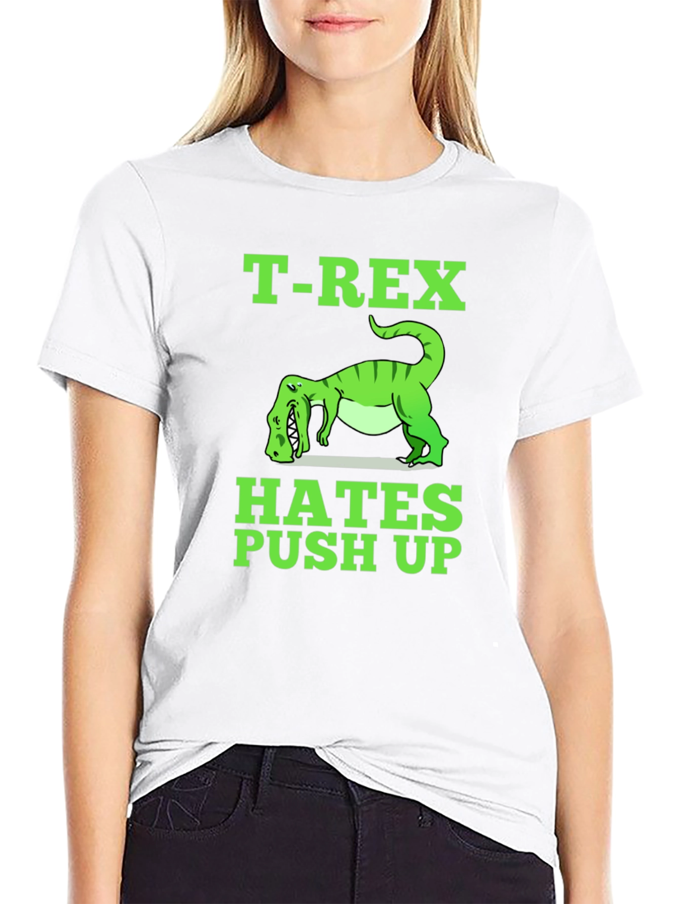 T-Rex Hates Push Ups Funny Graphic Tee