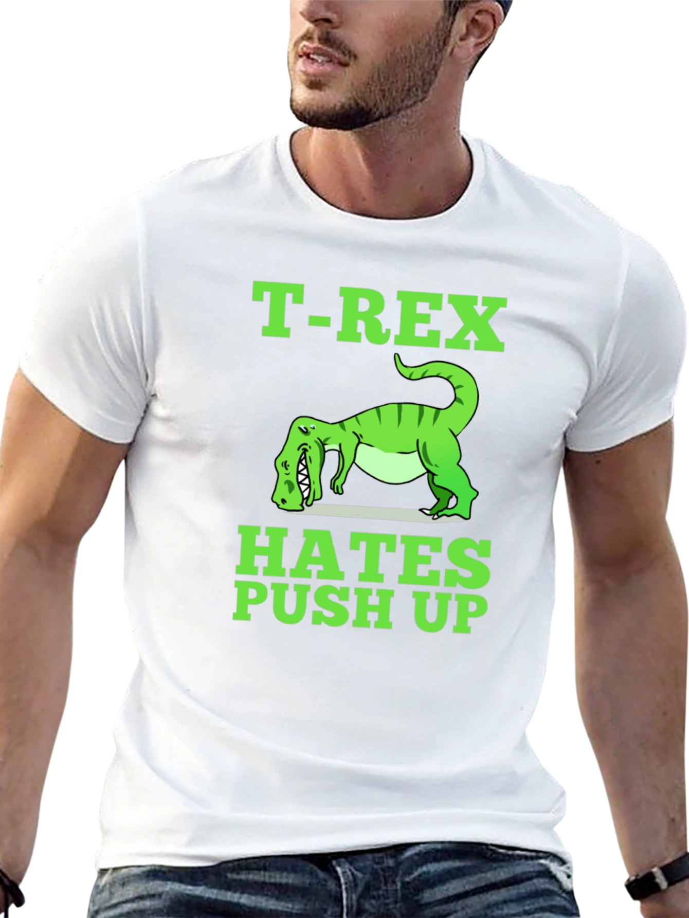 T-Rex Hates Push Ups Funny Graphic Tee