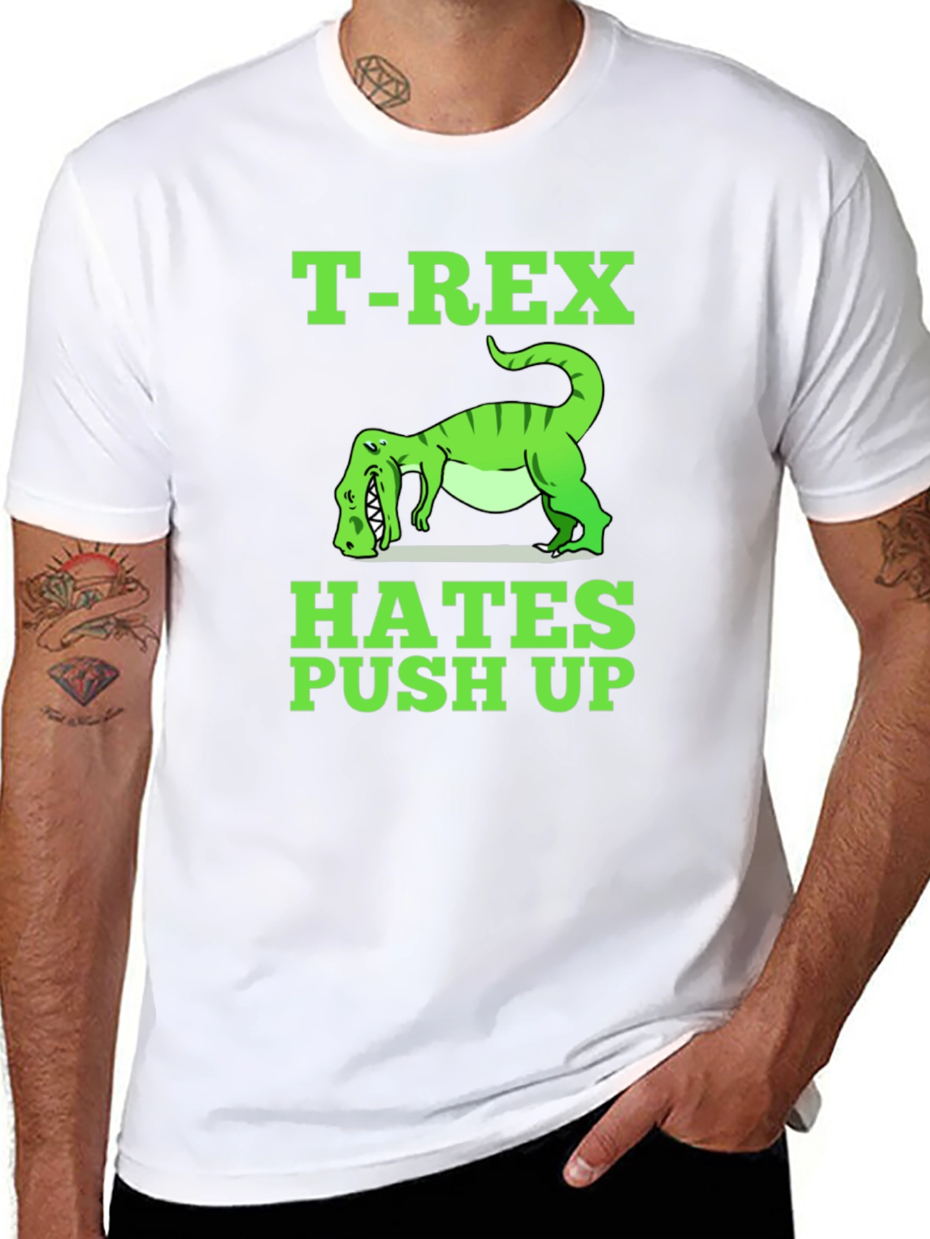 T-Rex Hates Push Ups Funny Graphic Tee