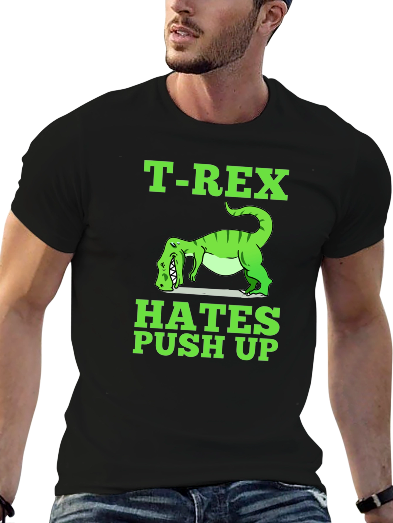 T-Rex Hates Push Ups Funny Graphic Tee
