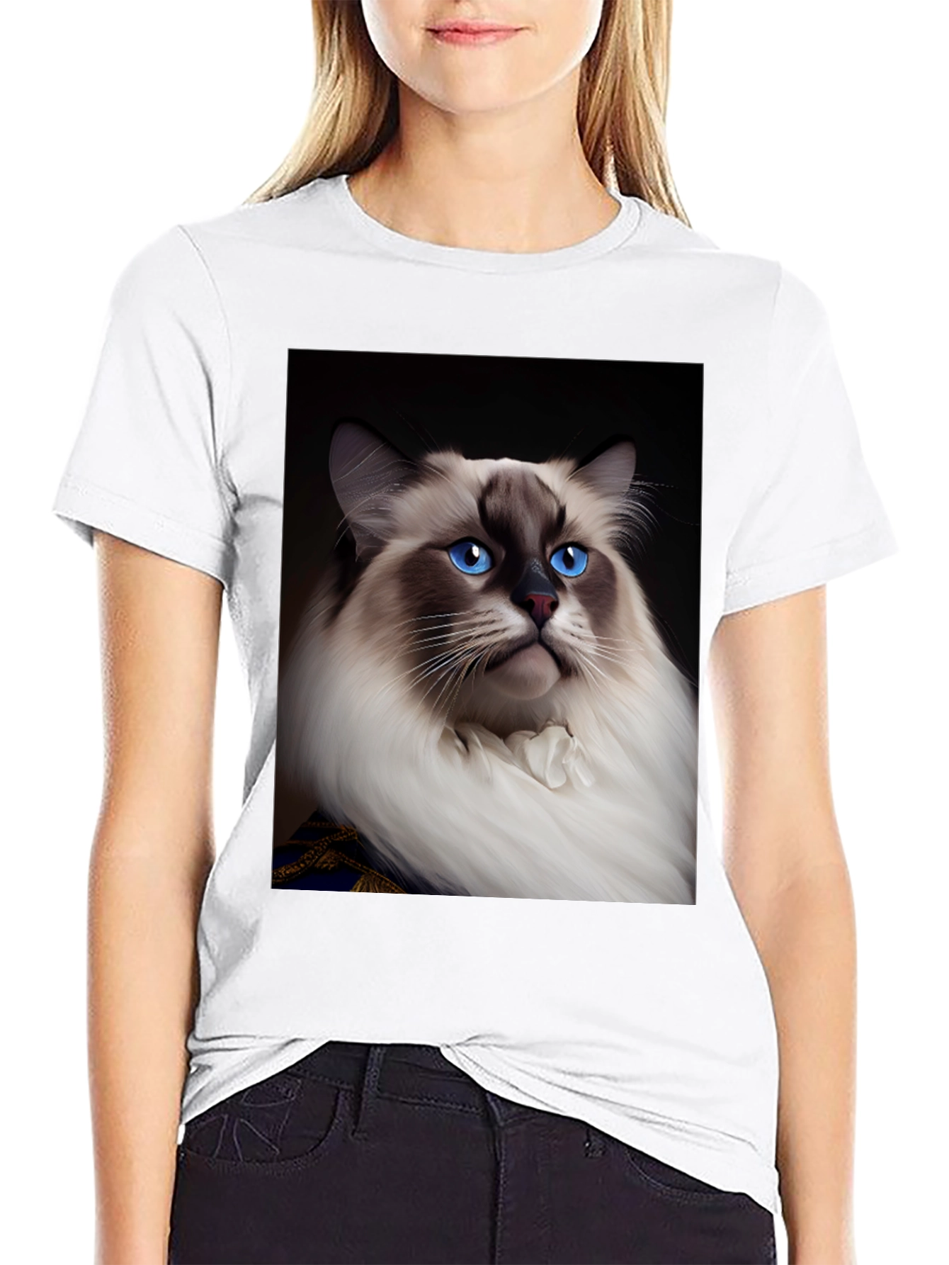 Regal Cat Graphic Tee - Royal Feline Fashion