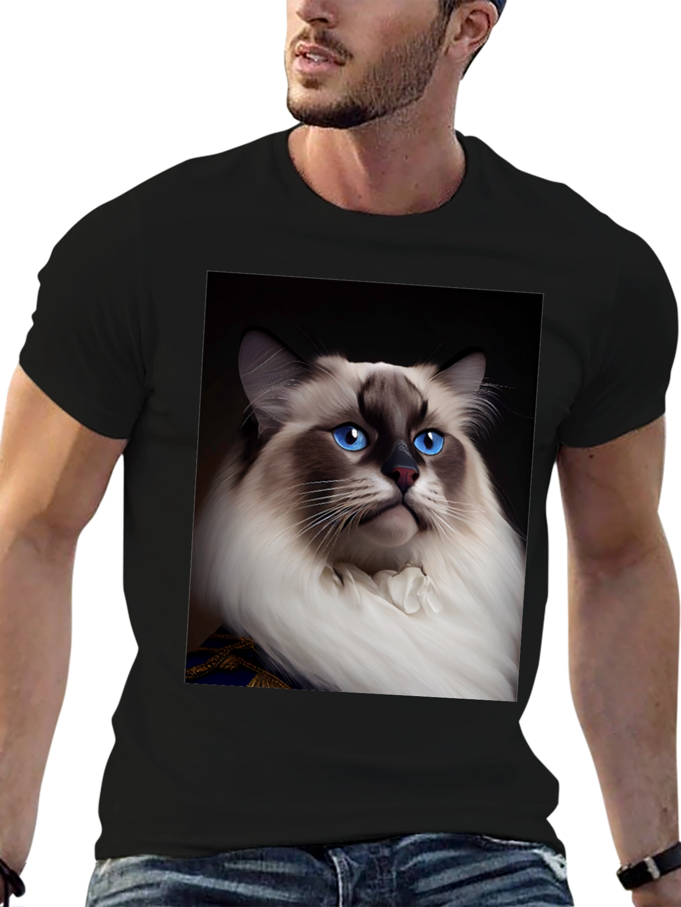 Regal Cat Graphic Tee - Royal Feline Fashion