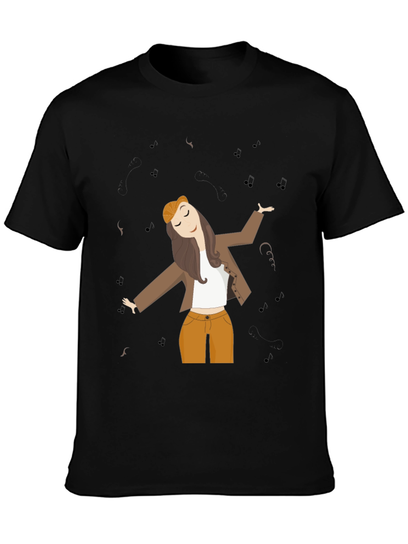 Dancing Woman Graphic Tee - Black Cotton Comfort