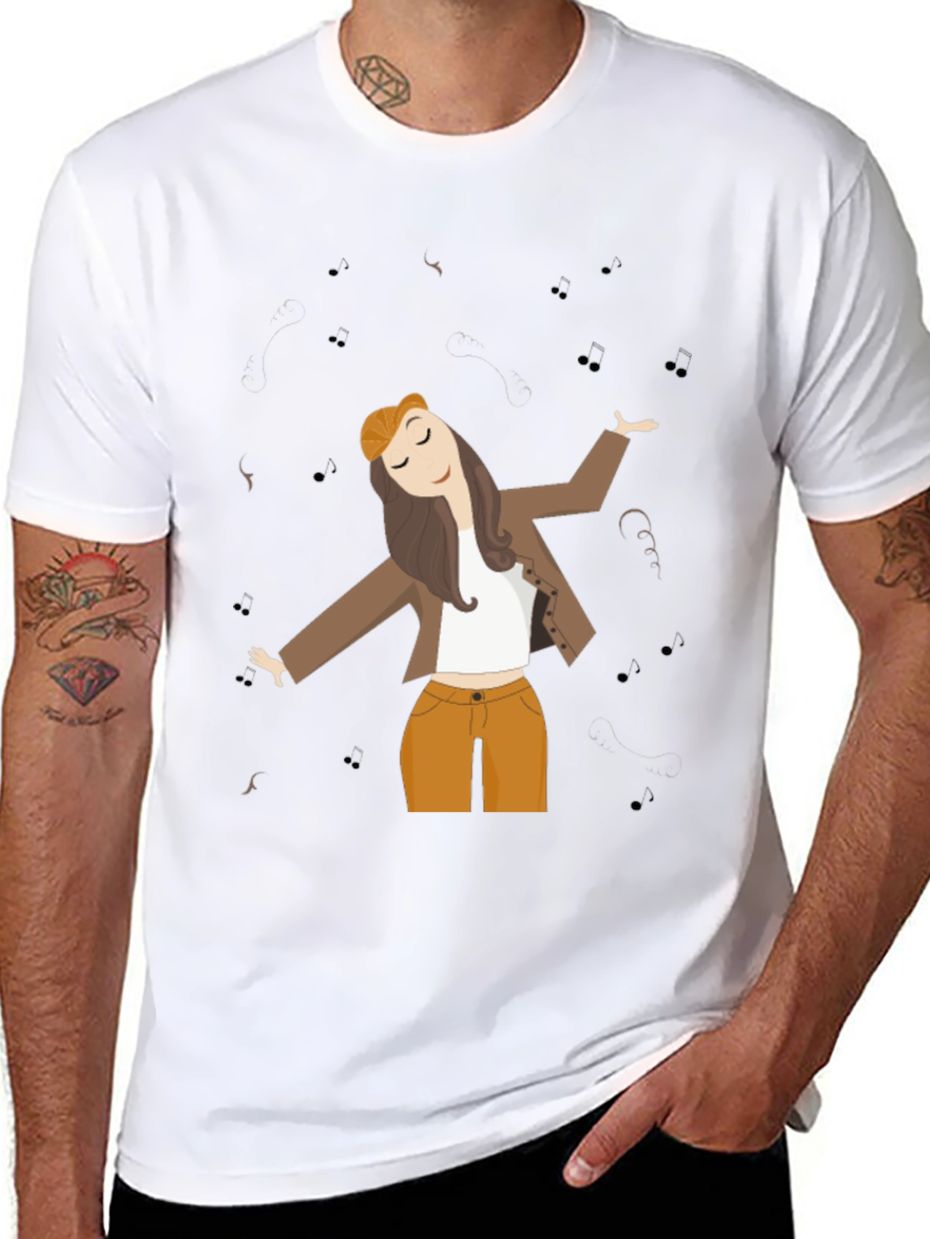 Dancing Woman Graphic Tee - Black Cotton Comfort