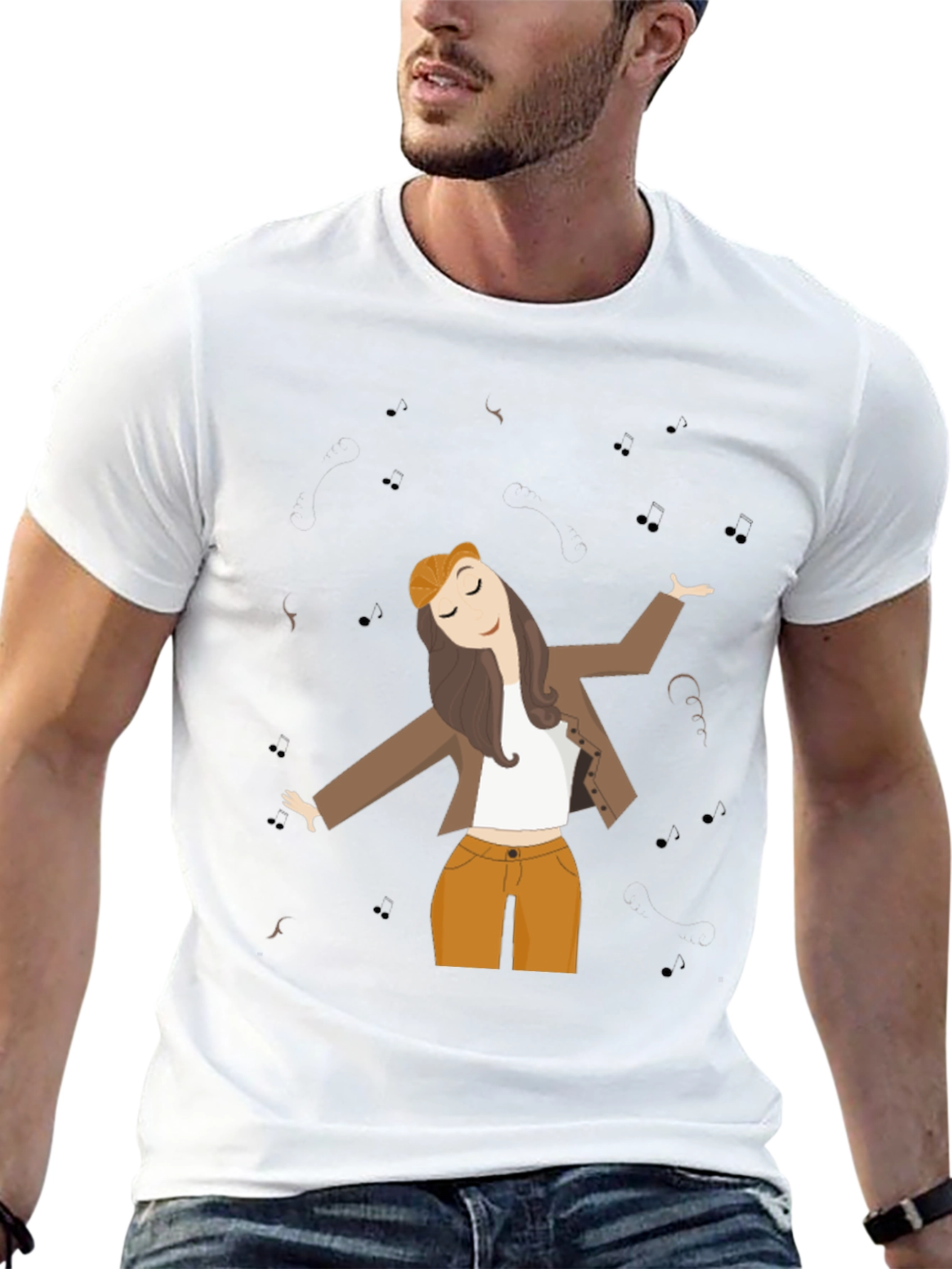 Dancing Woman Graphic Tee - Black Cotton Comfort