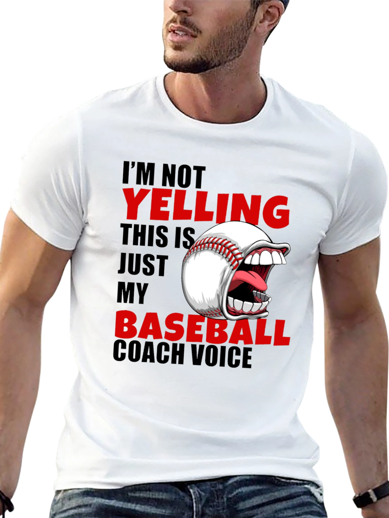 Baseball Coach T-Shirt - Im Not Yelling