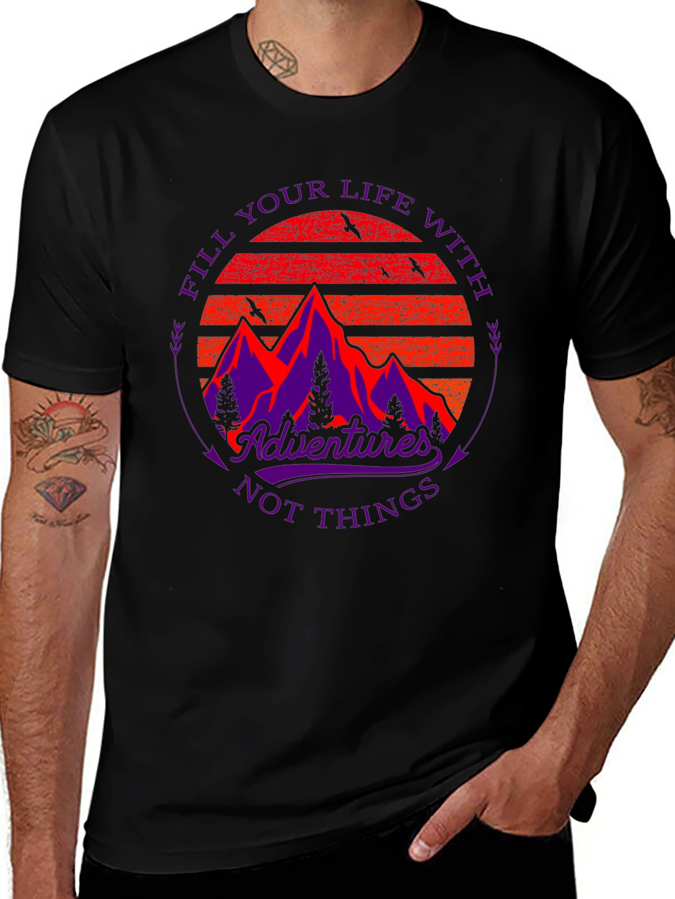 Adventure Graphic Tee - Mountain Sunset Design