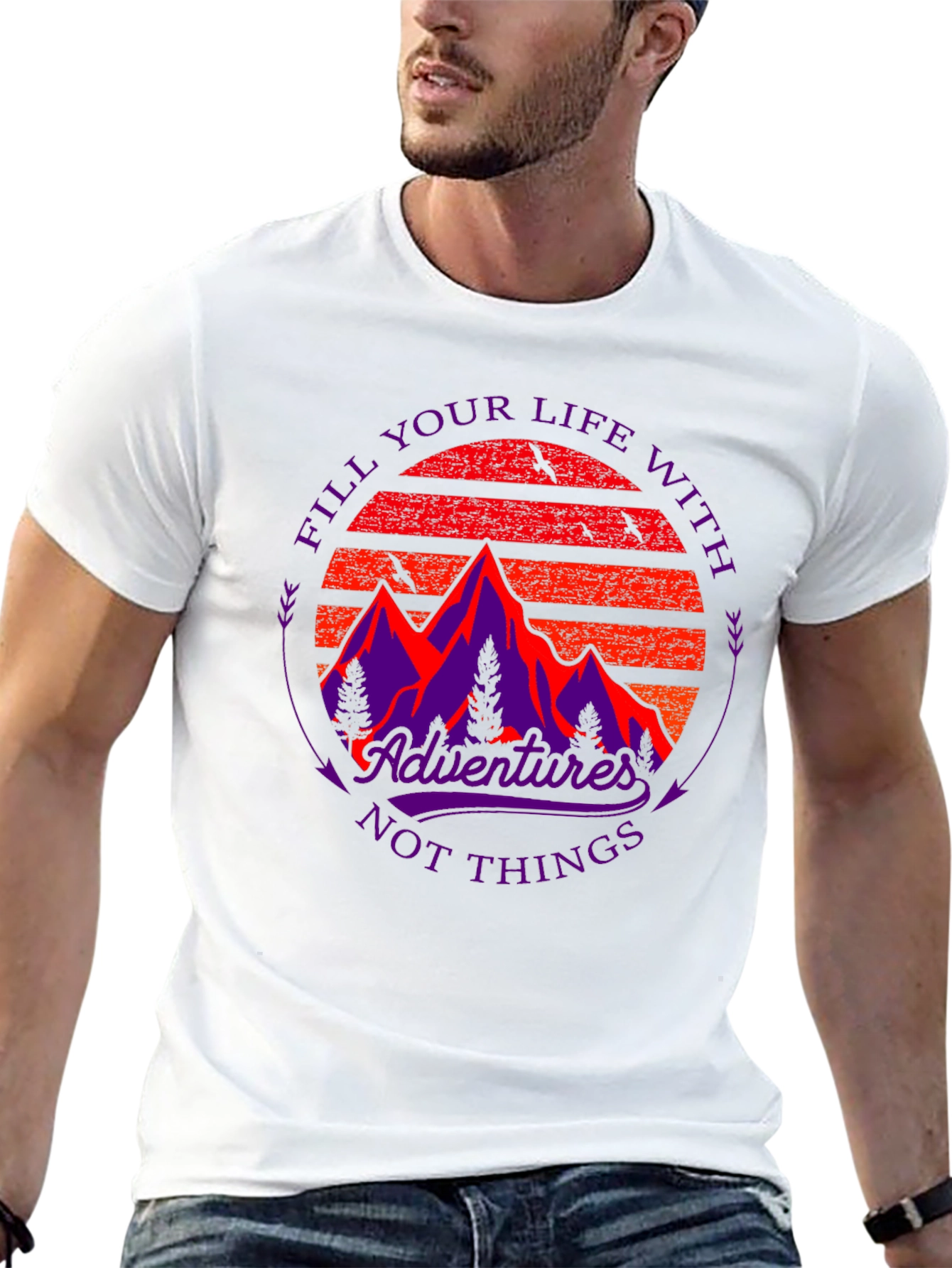 Adventure Graphic Tee - Mountain Sunset Design