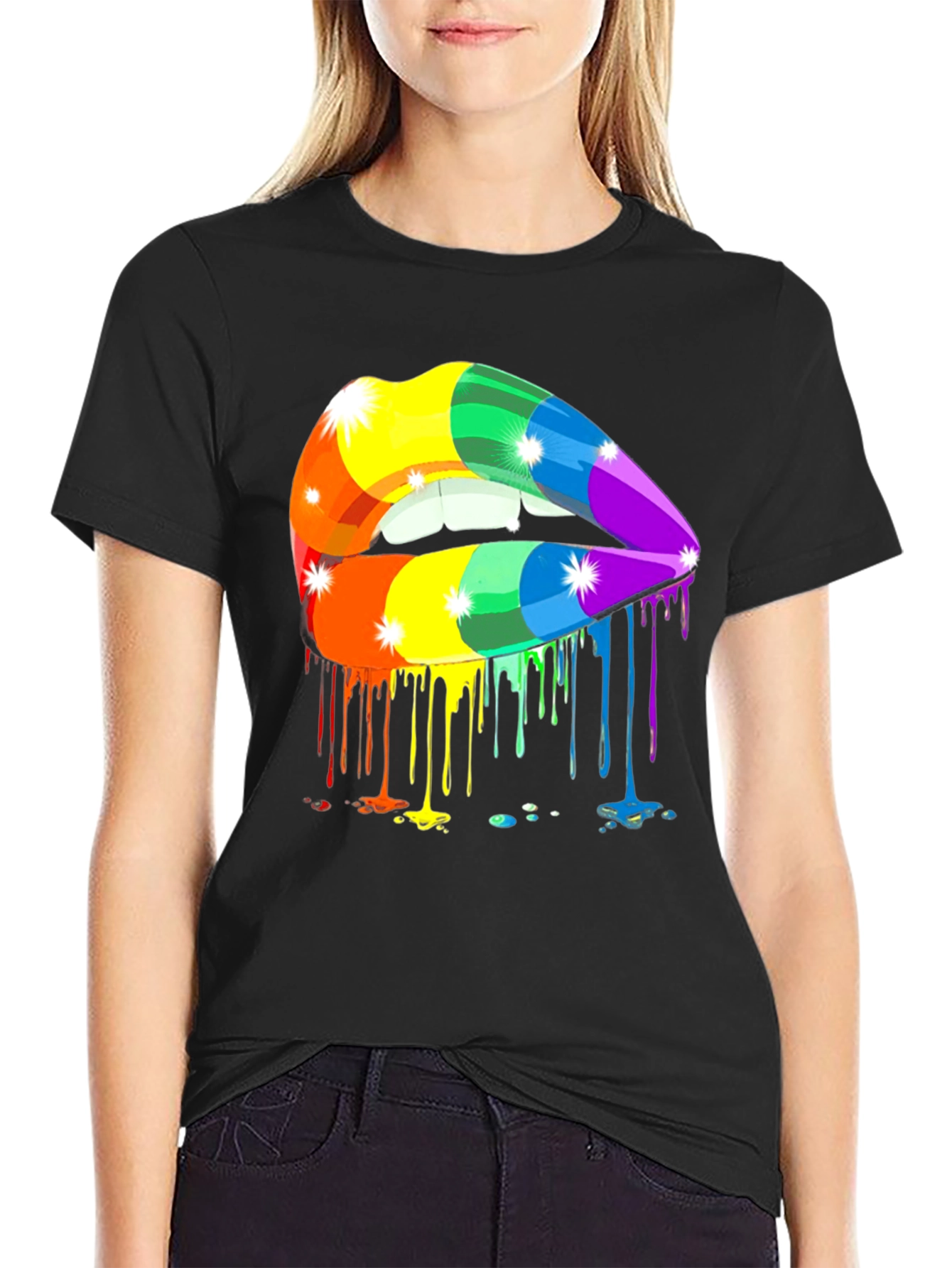 Rainbow Lips Graphic Tee - LGBTQ+ Pride Shirt