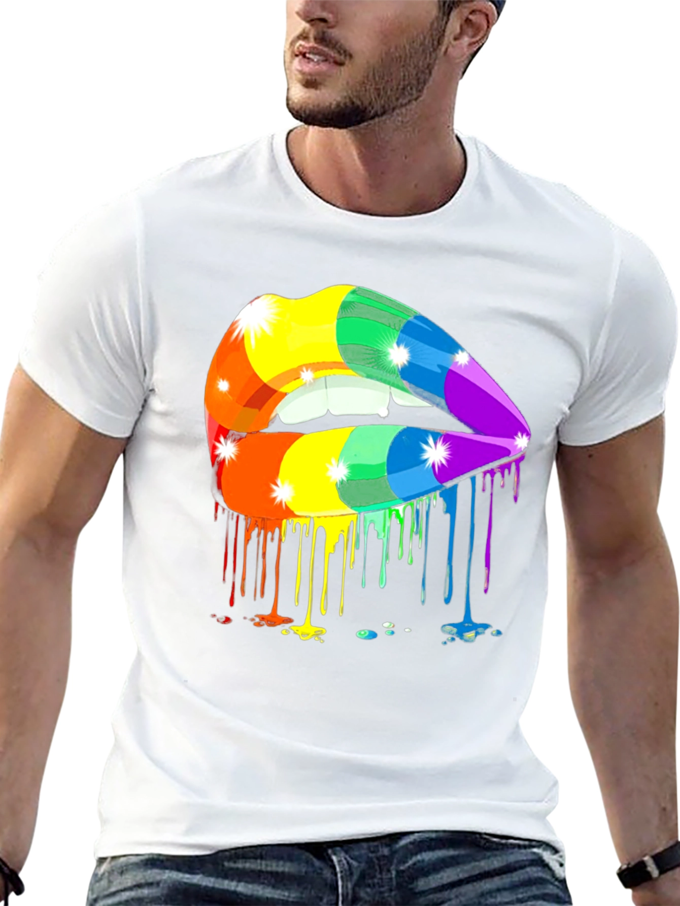 Rainbow Lips Graphic Tee - LGBTQ+ Pride Shirt