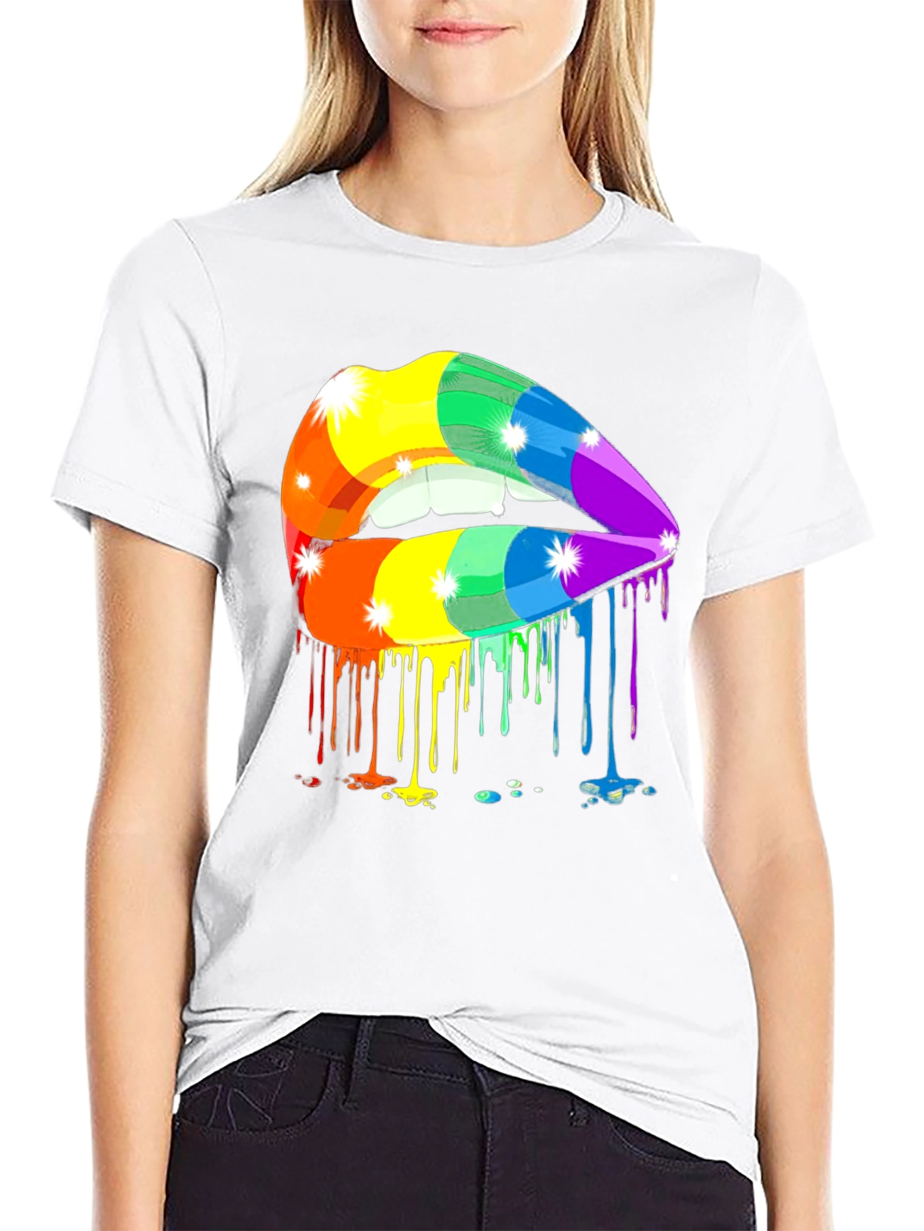 Rainbow Lips Graphic Tee - LGBTQ+ Pride Shirt