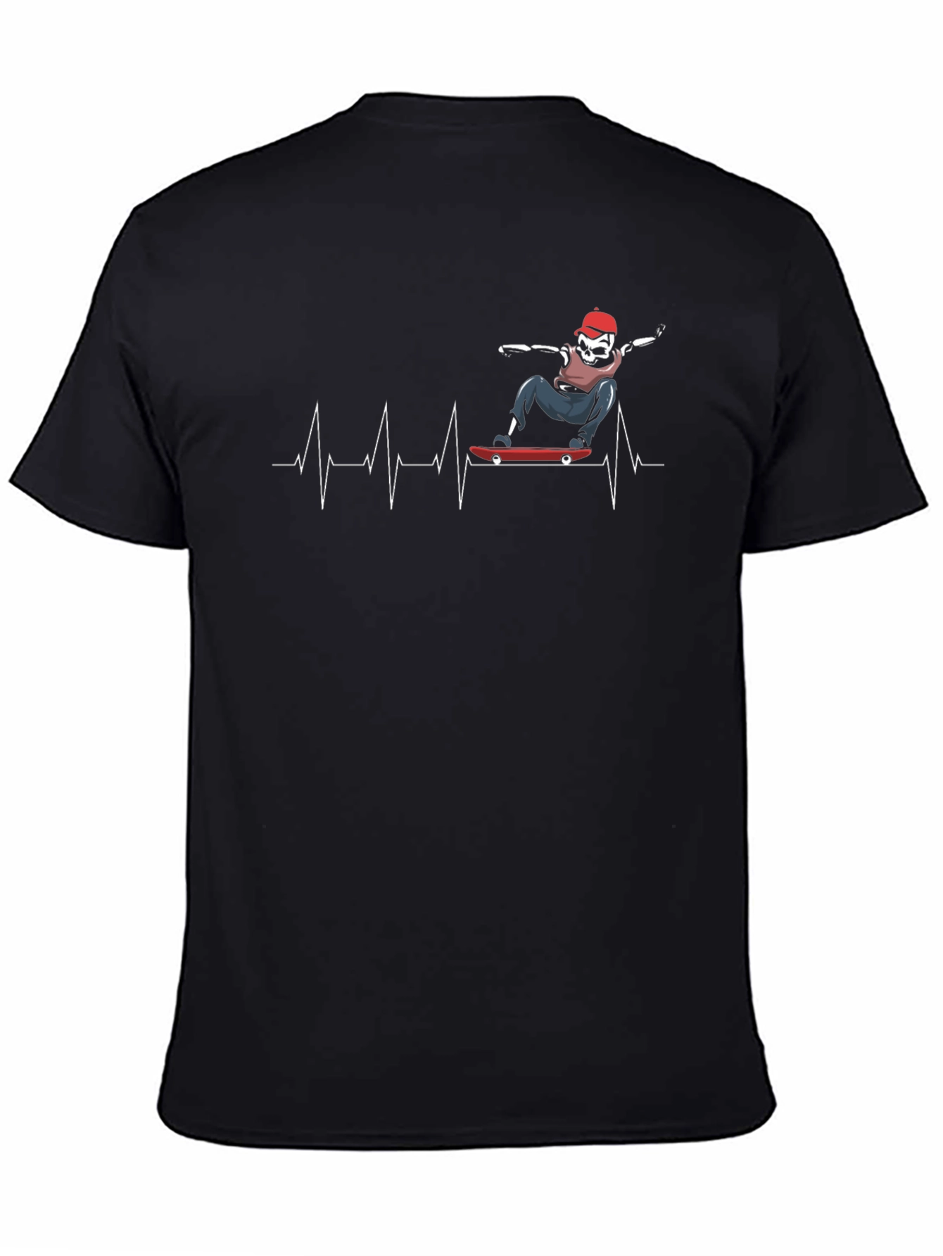 Skateboarding Skeleton Heartbeat Graphic Tee