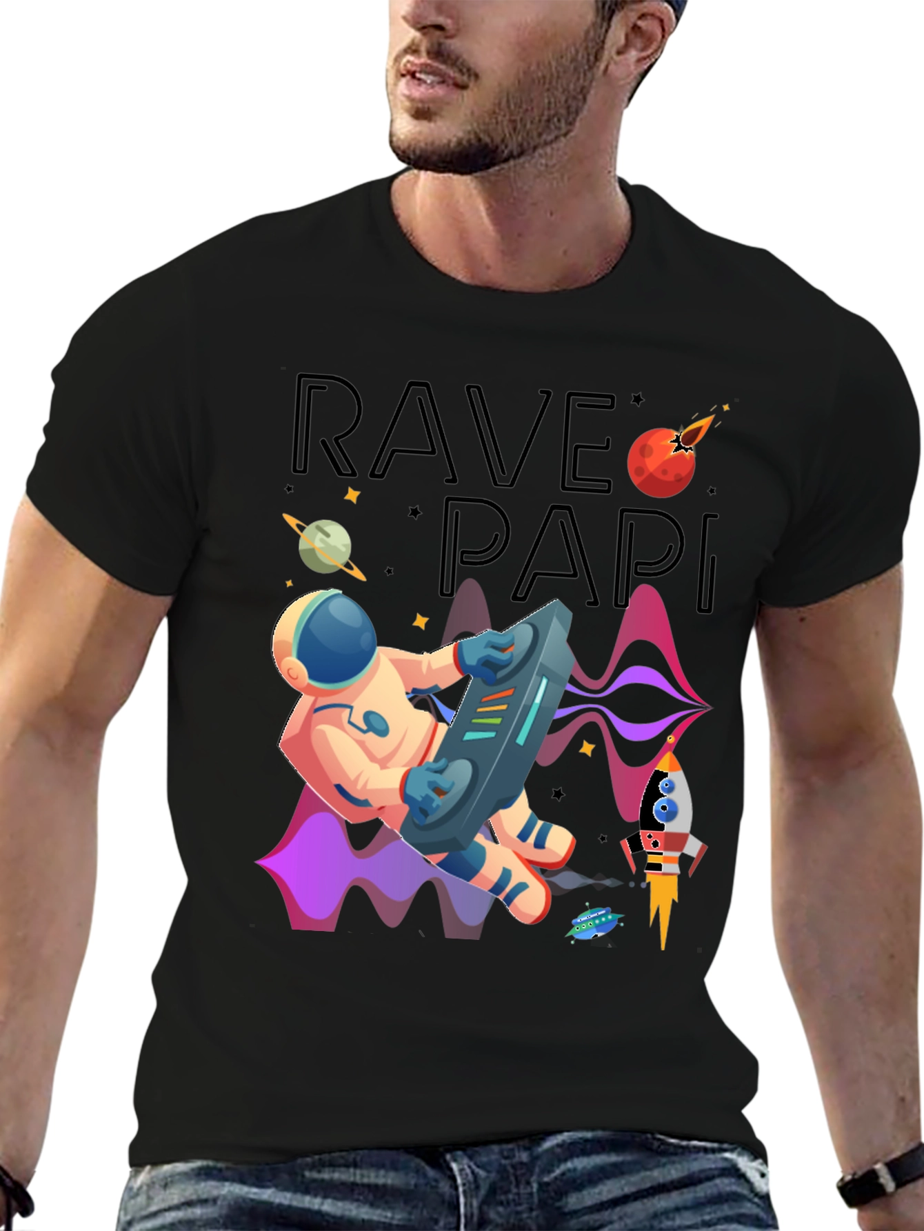 Rave Papi Astronaut Graphic Tee - Space DJ T-Shirt