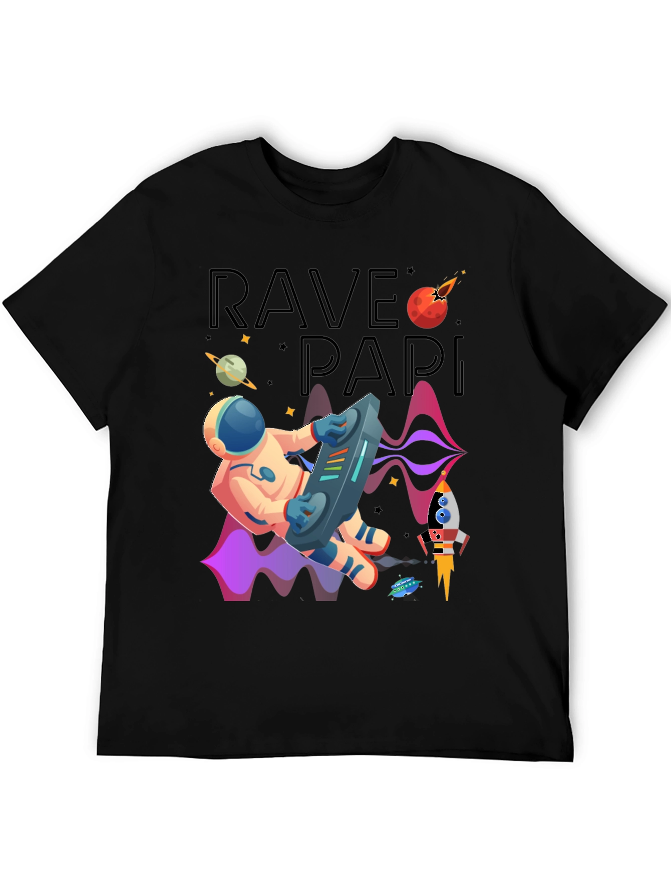 Rave Papi Astronaut Graphic Tee - Space DJ T-Shirt