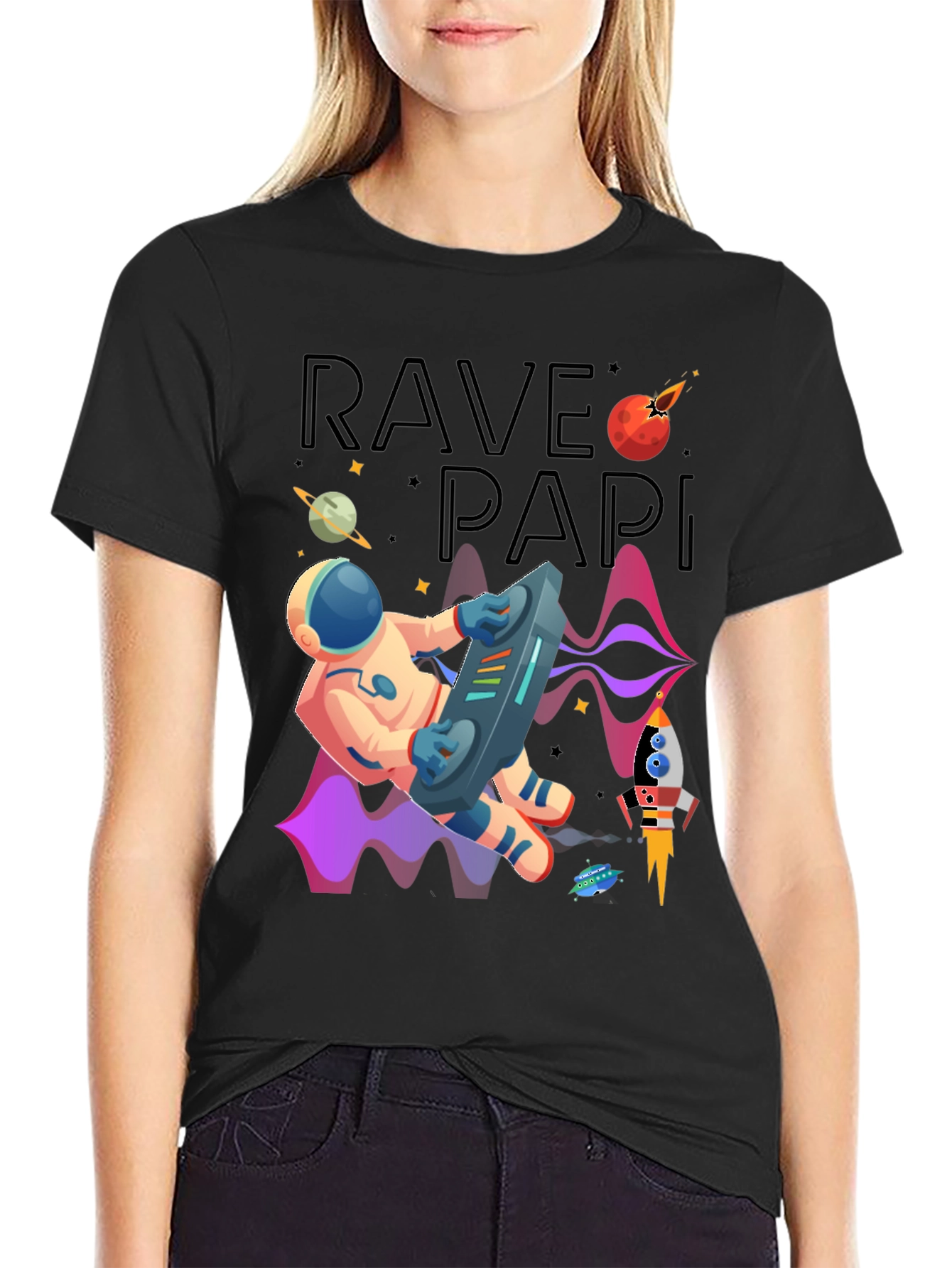 Rave Papi Astronaut Graphic Tee - Space DJ T-Shirt