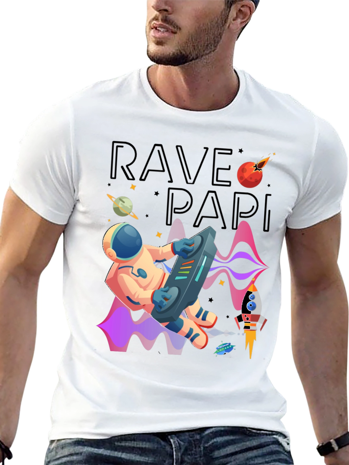 Rave Papi Astronaut Graphic Tee - Space DJ T-Shirt