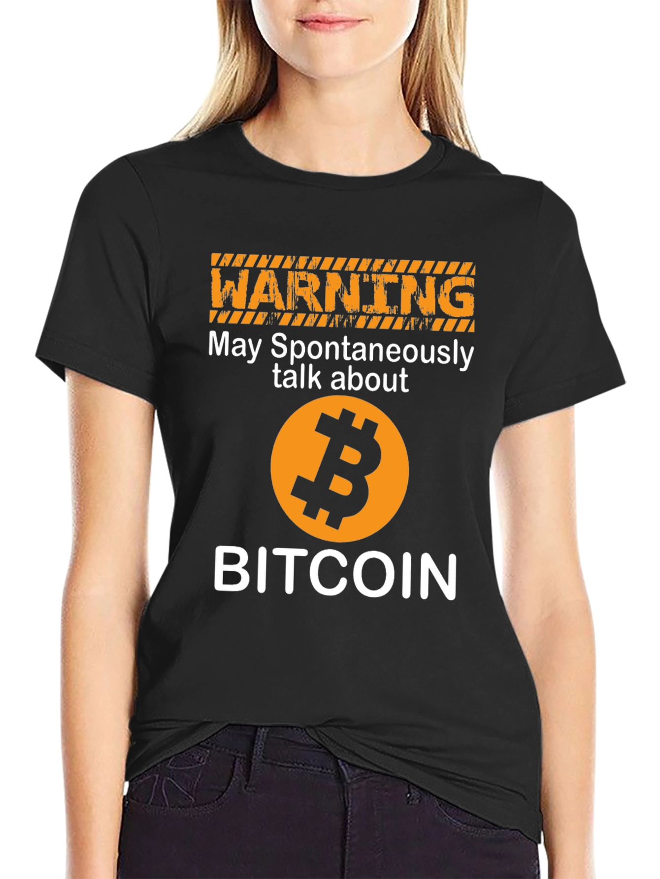 Bitcoin Warning Graphic T-Shirt Crypto Enthusiast Tee