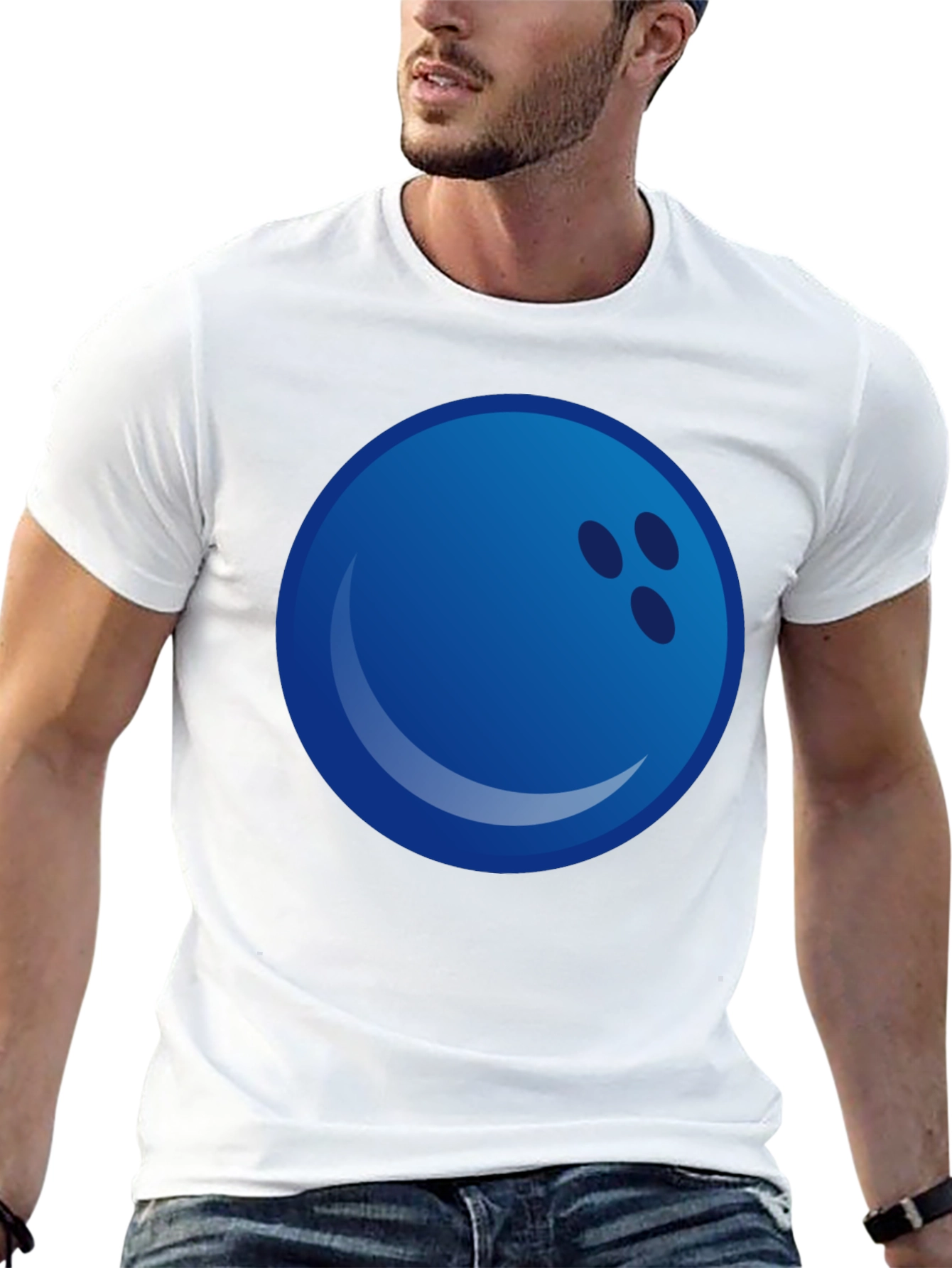 Blue Bowling Ball Graphic Tee - Strike Style!