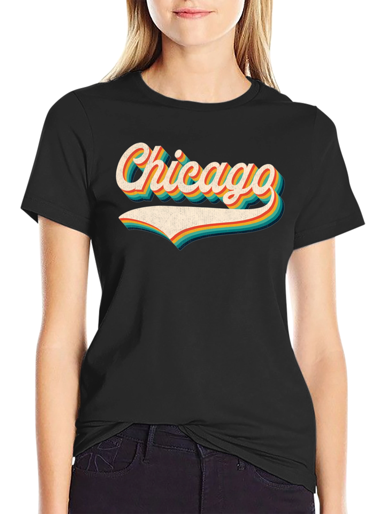 Retro Chicago Graphic Tee - Black T-Shirt
