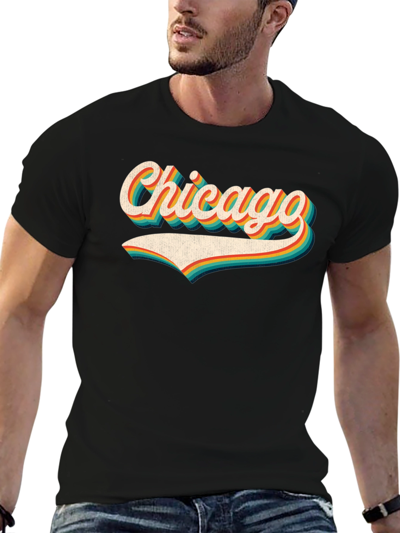 Retro Chicago Graphic Tee - Black T-Shirt