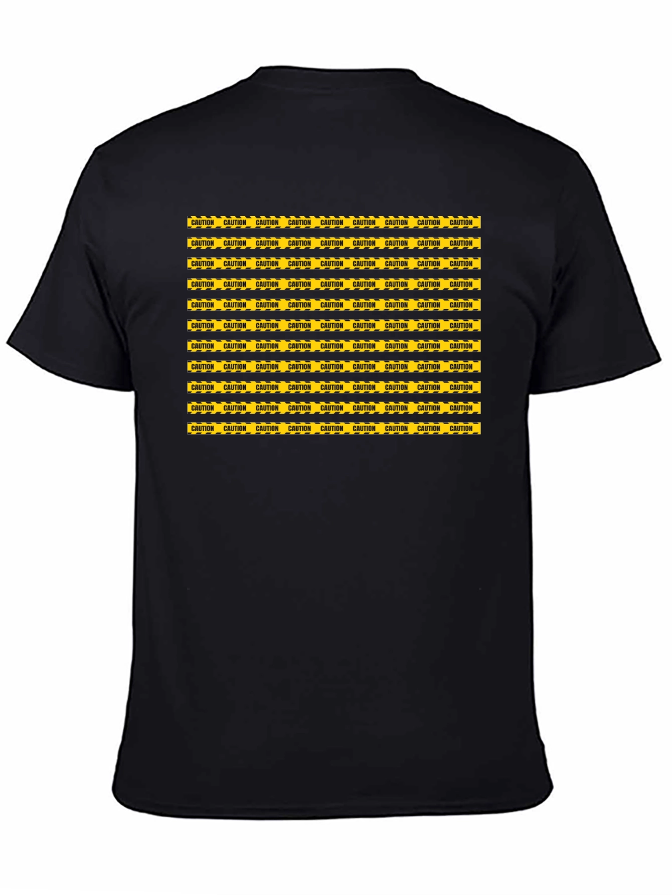 Caution Tape Pattern Graphic Tee - Black