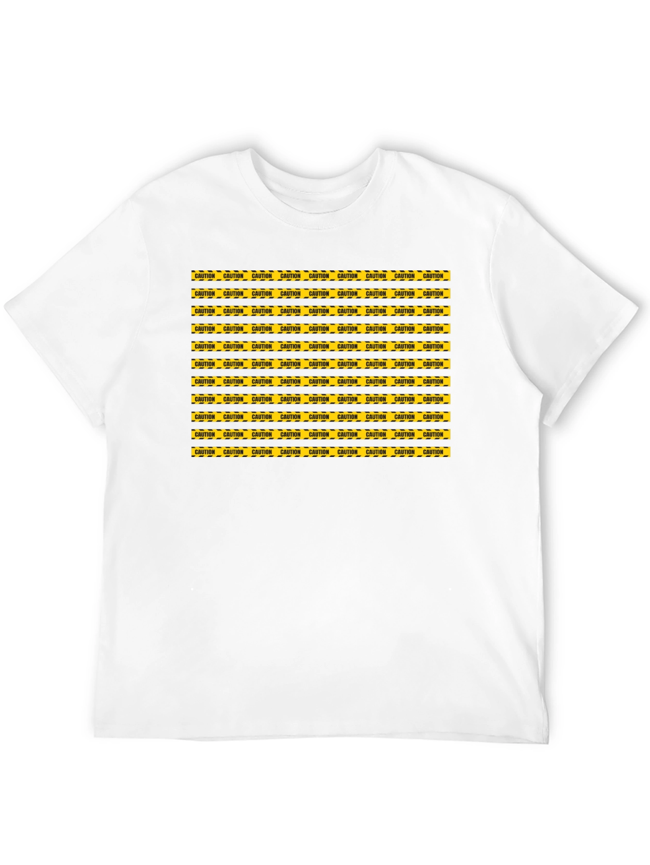 Caution Tape Pattern Graphic Tee - Black