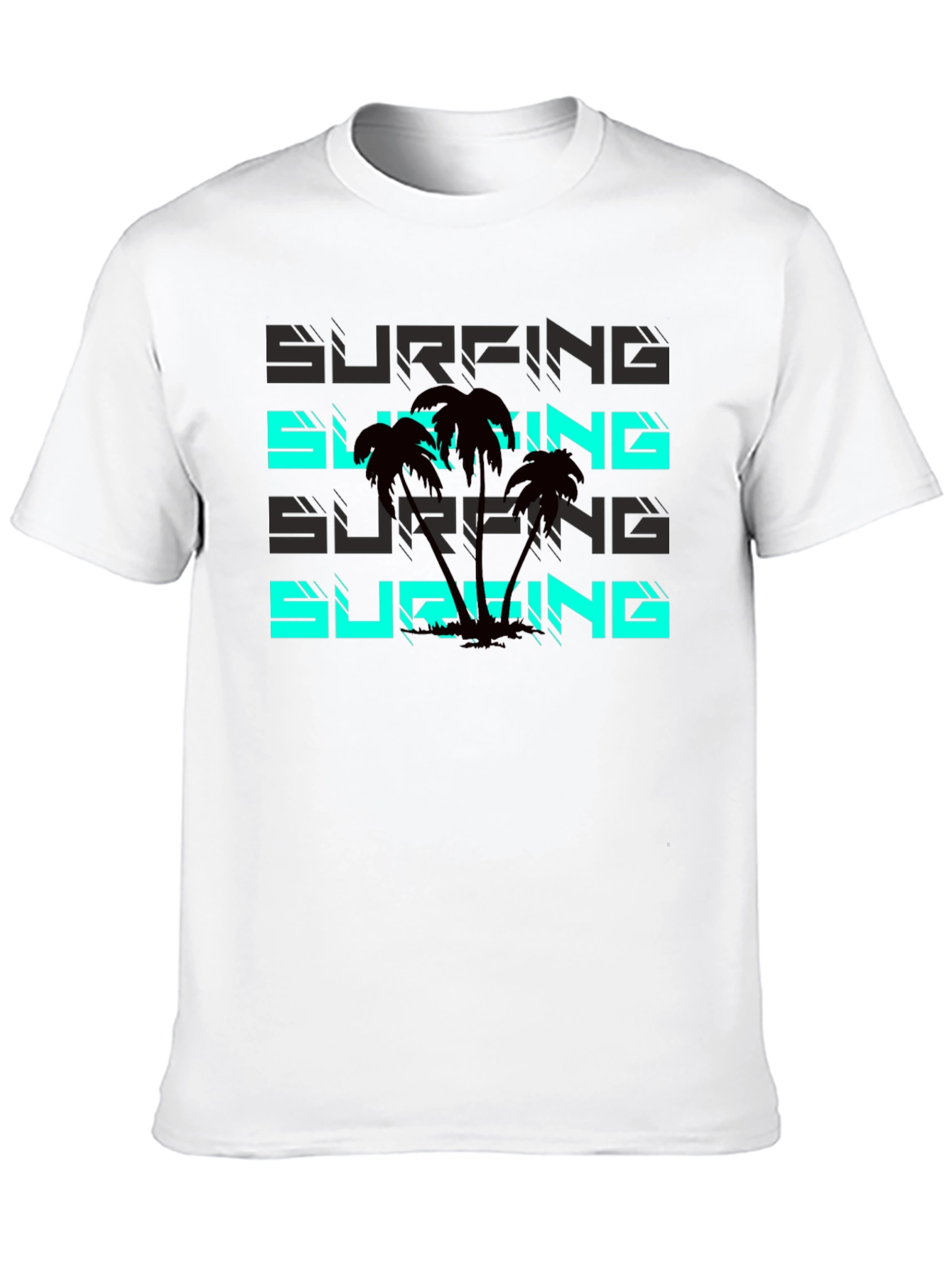 Surfing Palms Graphic Tee - Black