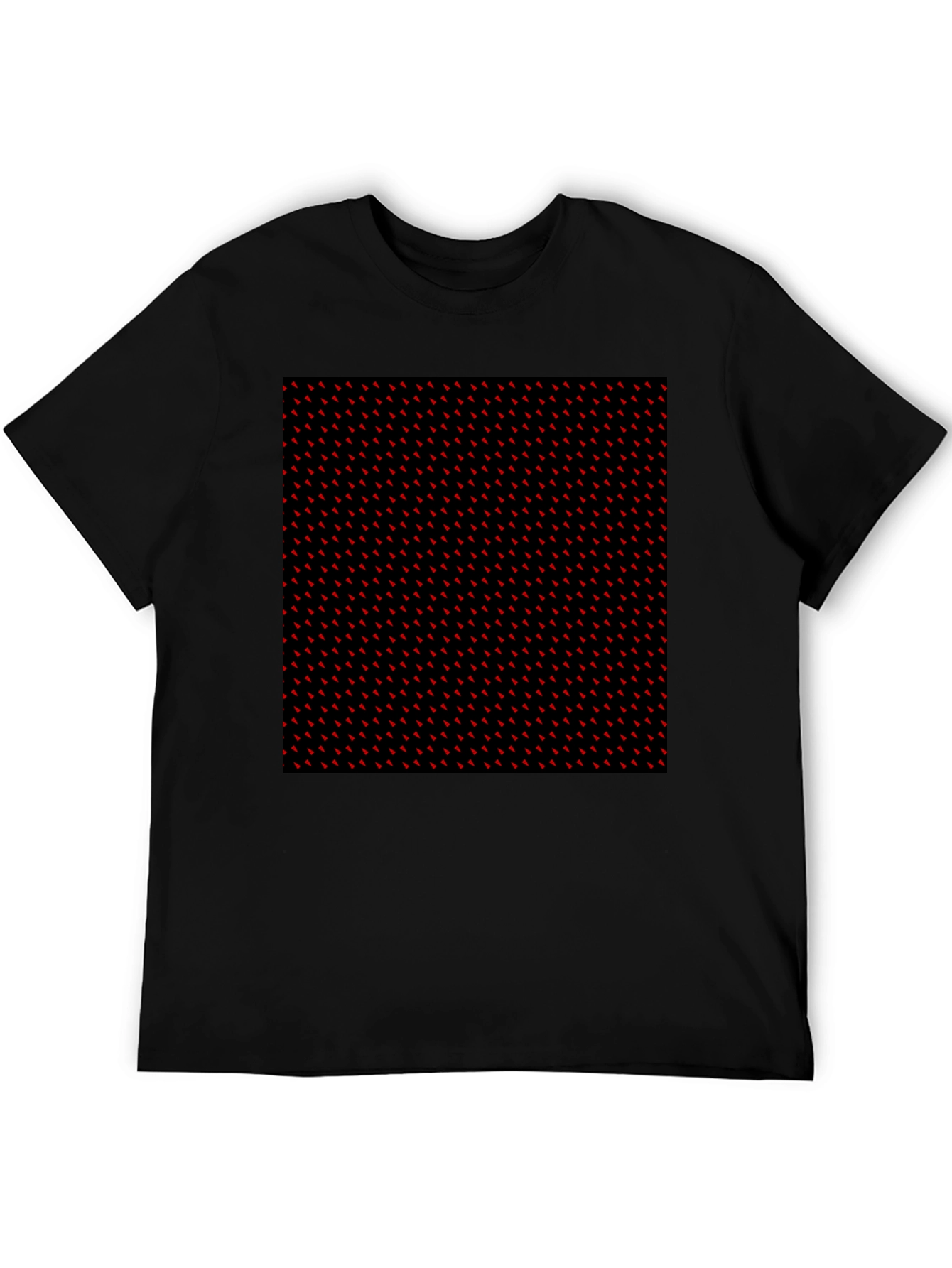 Red Accent Patterned Black Tee