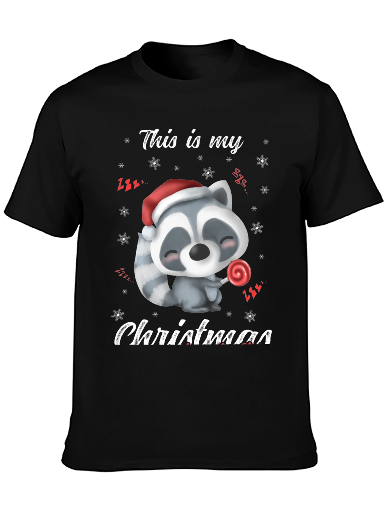 Cute Christmas Raccoon Graphic T-Shirt