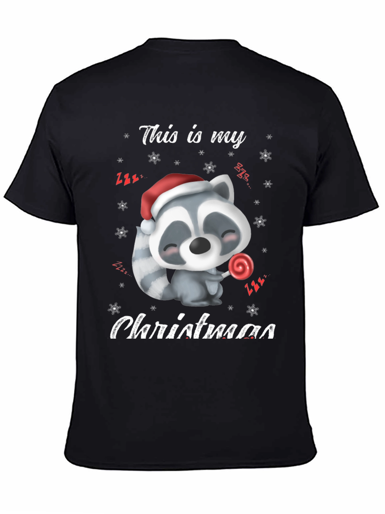 Cute Christmas Raccoon Graphic T-Shirt