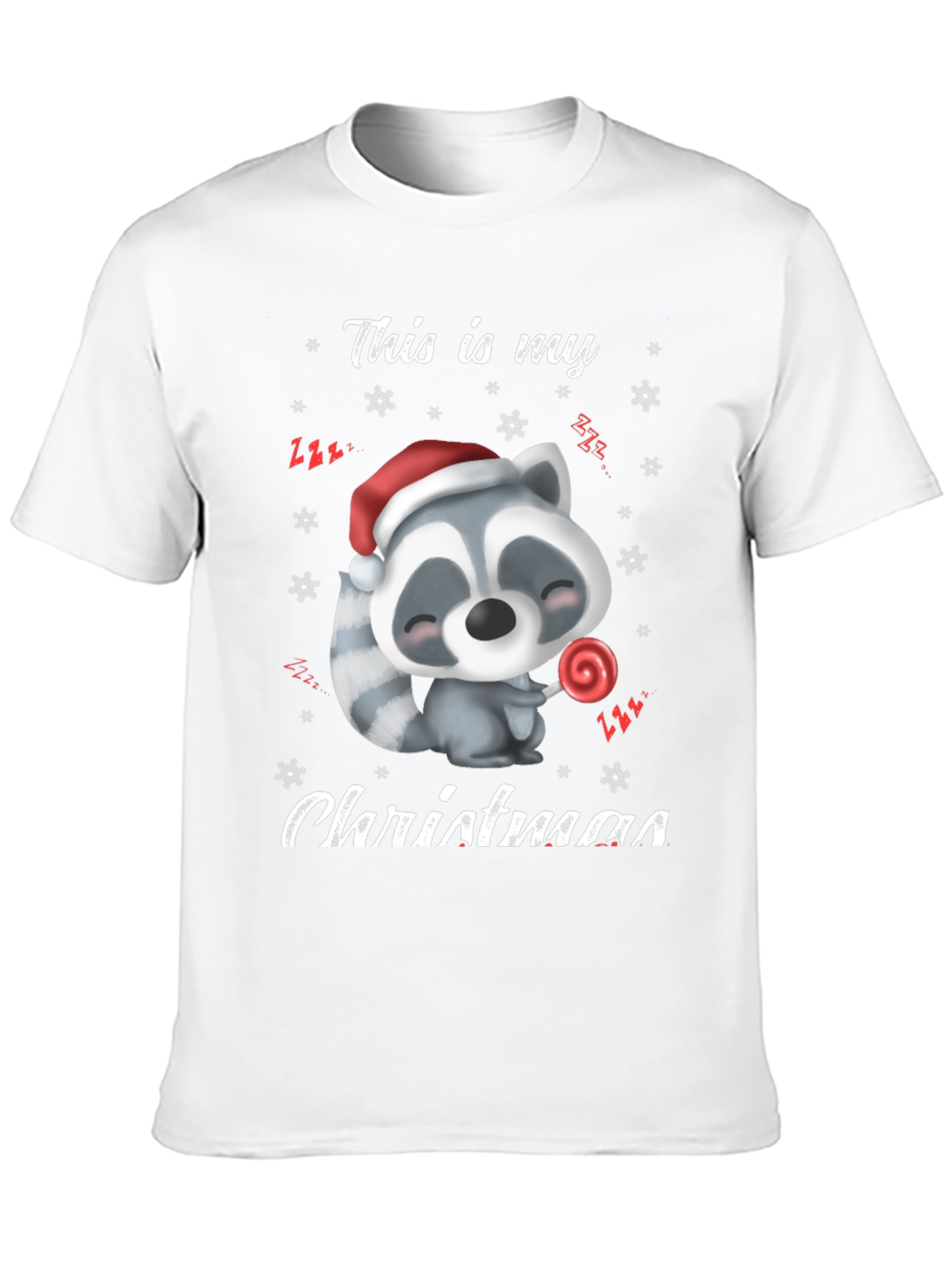 Cute Christmas Raccoon Graphic T-Shirt