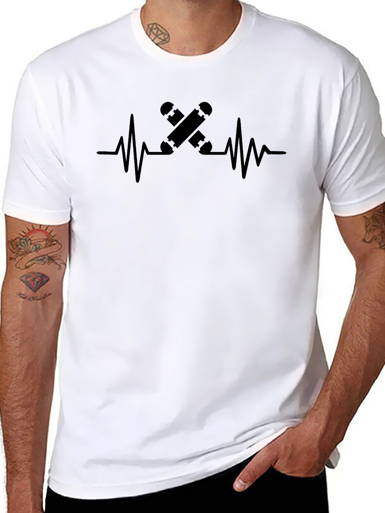 Skateboard Heartbeat Graphic T-Shirt