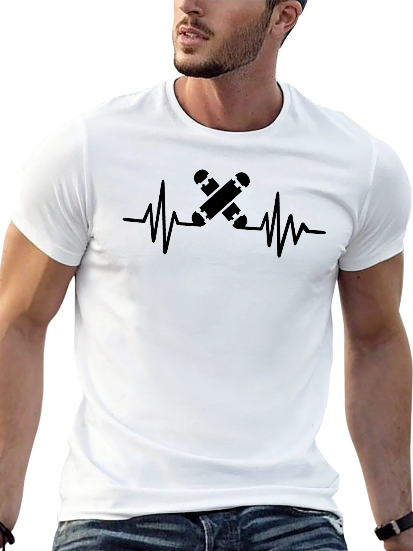 Skateboard Heartbeat Graphic T-Shirt