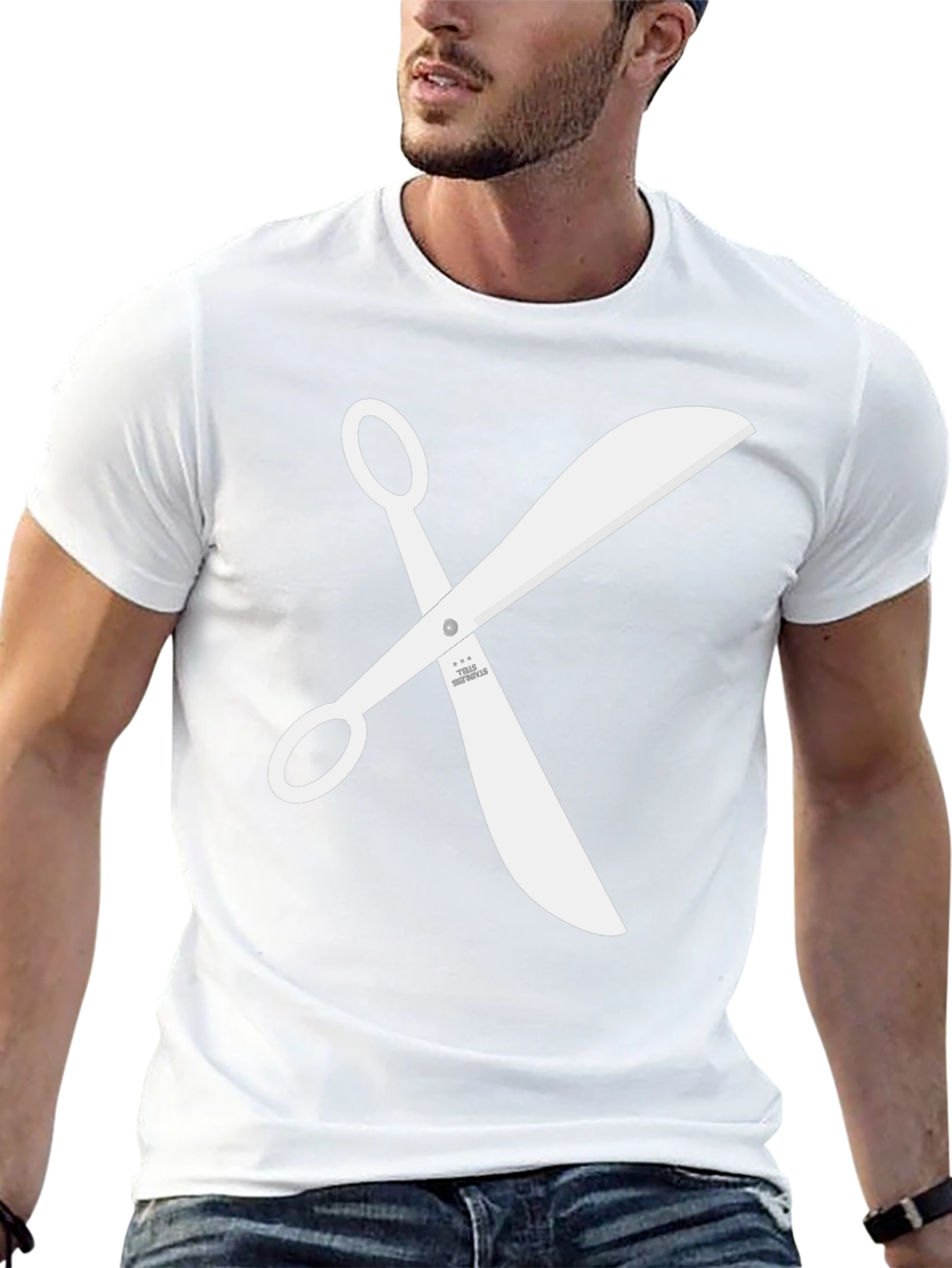 Scissors Graphic Tee - Black Casual T-Shirt
